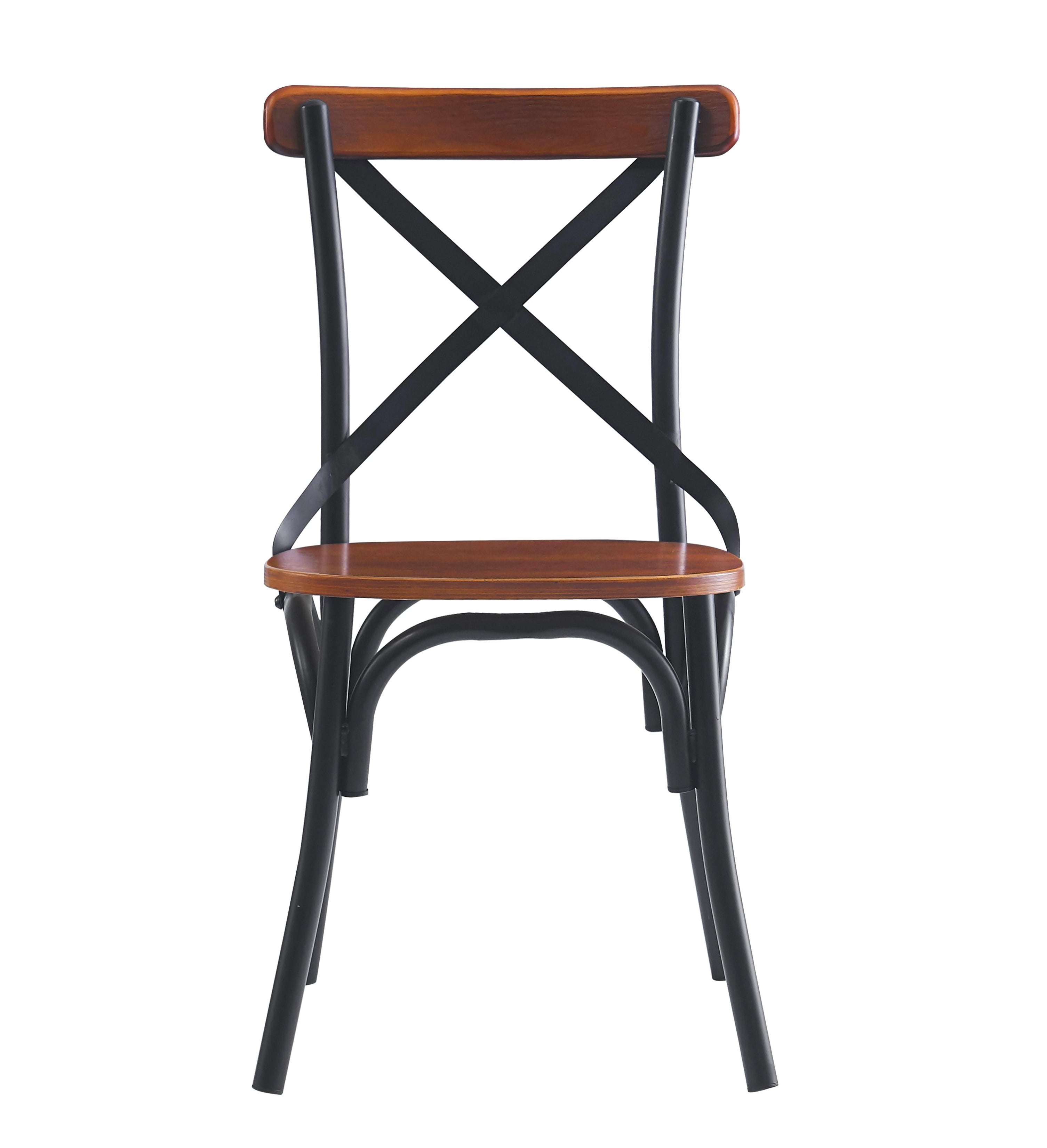 HOWARD – Zestaw 2 krzeseł industrialnych z metalu i brązowego jesionu