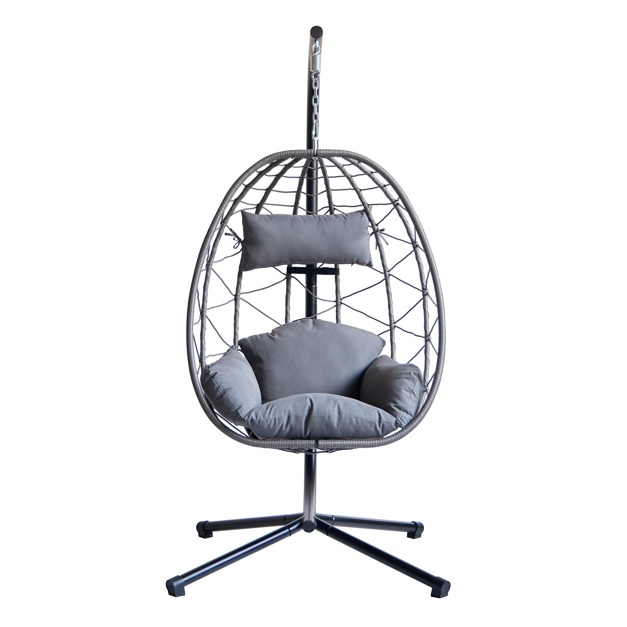 VENICE – Wiszący fotel z rattanu i czarnego metalu