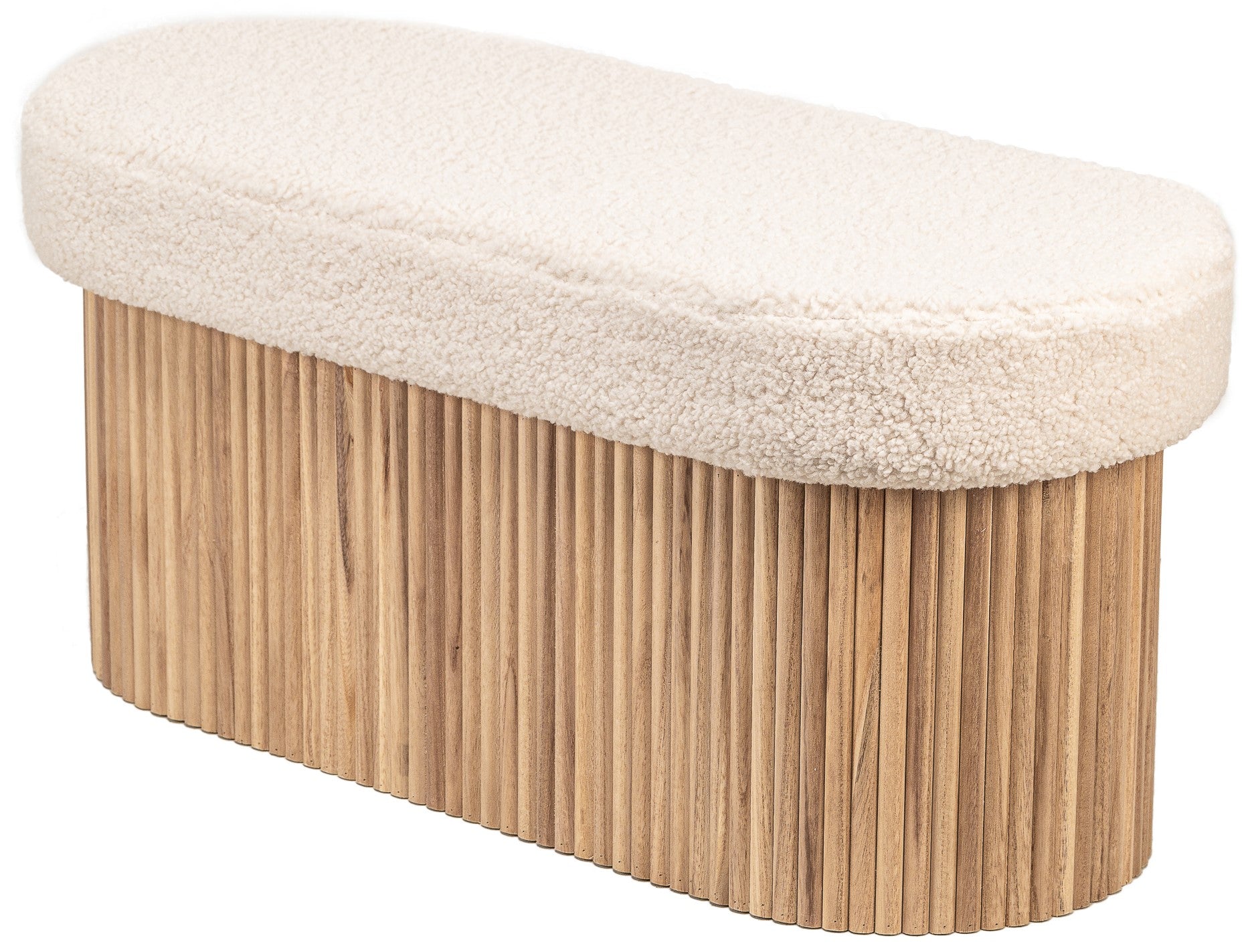 BAOTSU – Ławka skrzynia z drewnianym schowkiem i białymi pętelkami