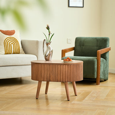 LOTTA - Table d'appoint en bois de noyer avec rangement