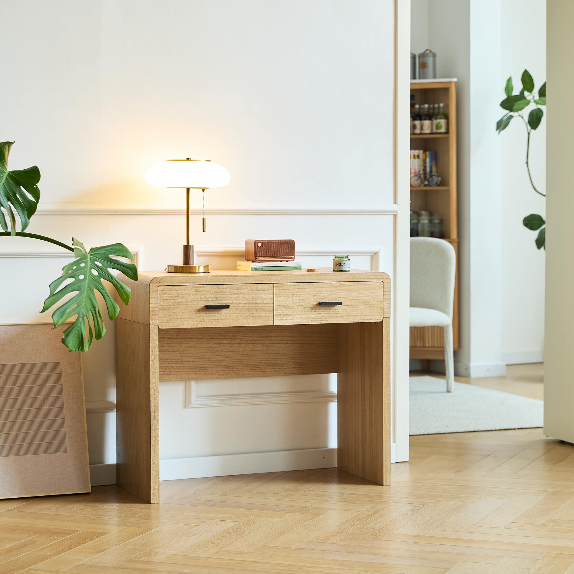 SKIVE - Drewniana konsola z 2 szufladami