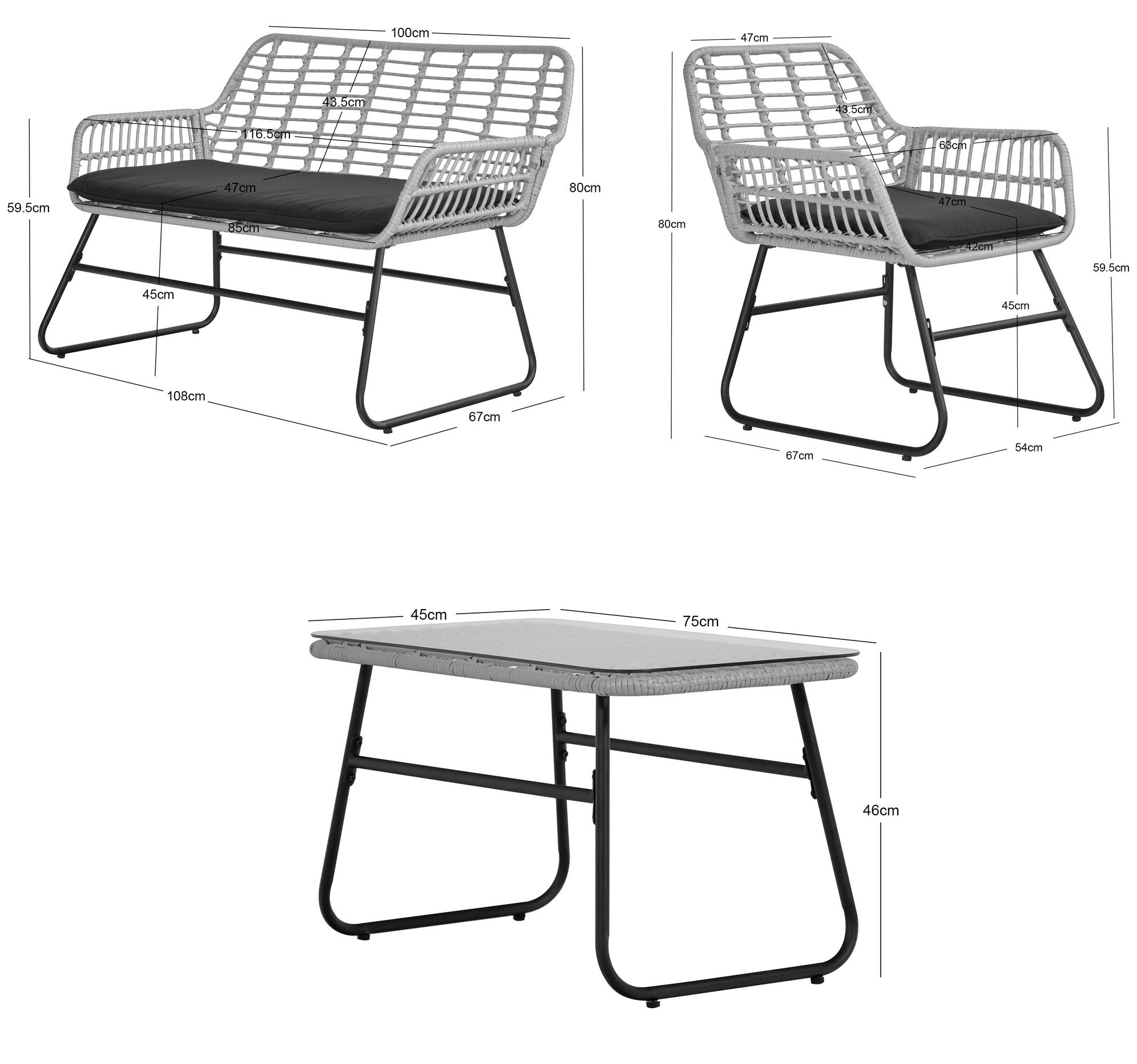 DANANG – Meble ogrodowe z rattanu i szarego metalu