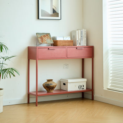 KUHMO - Consolle in metallo con 2 cassetti terracotta
