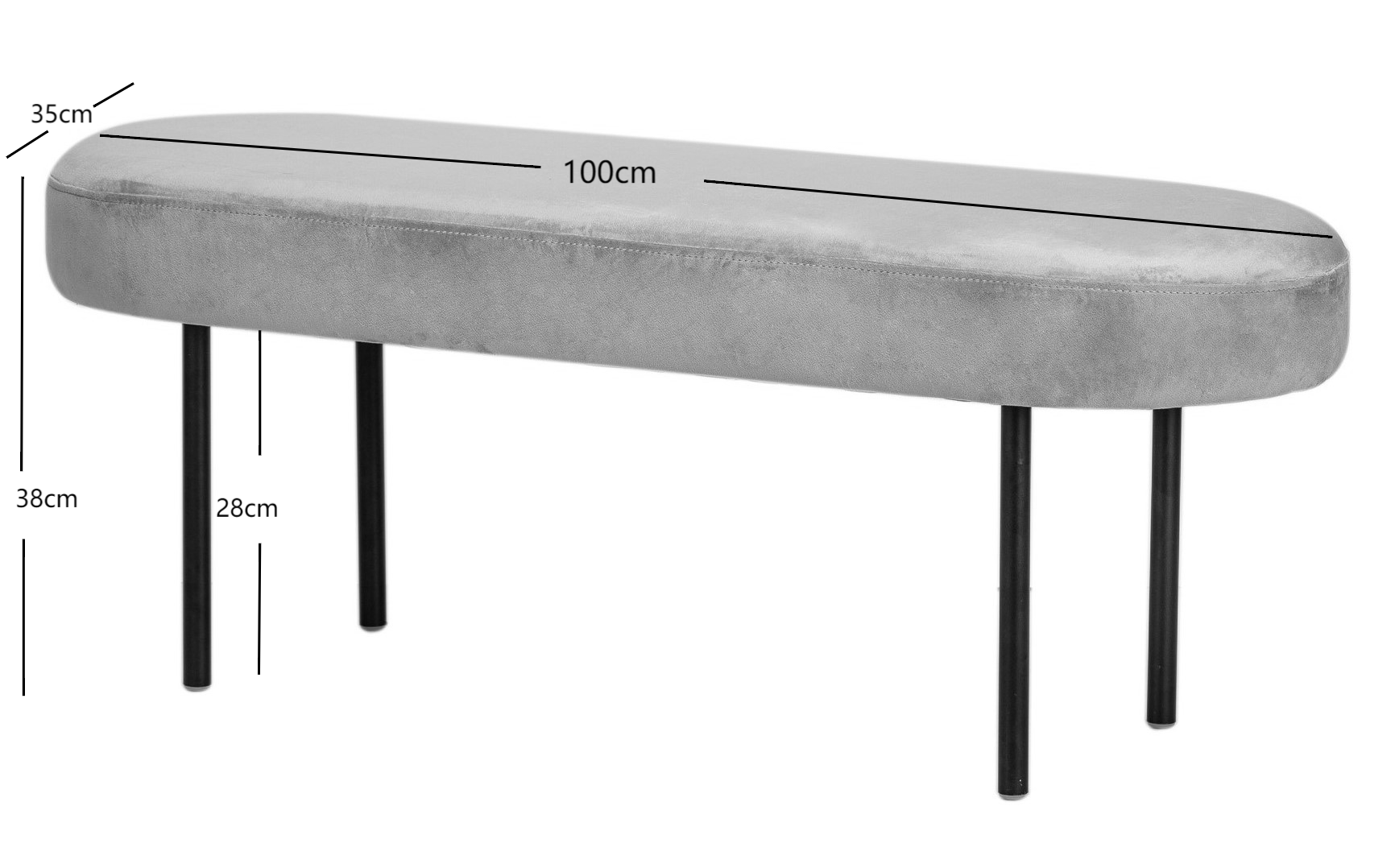 Ławka z metalu i beżowego aksamitu