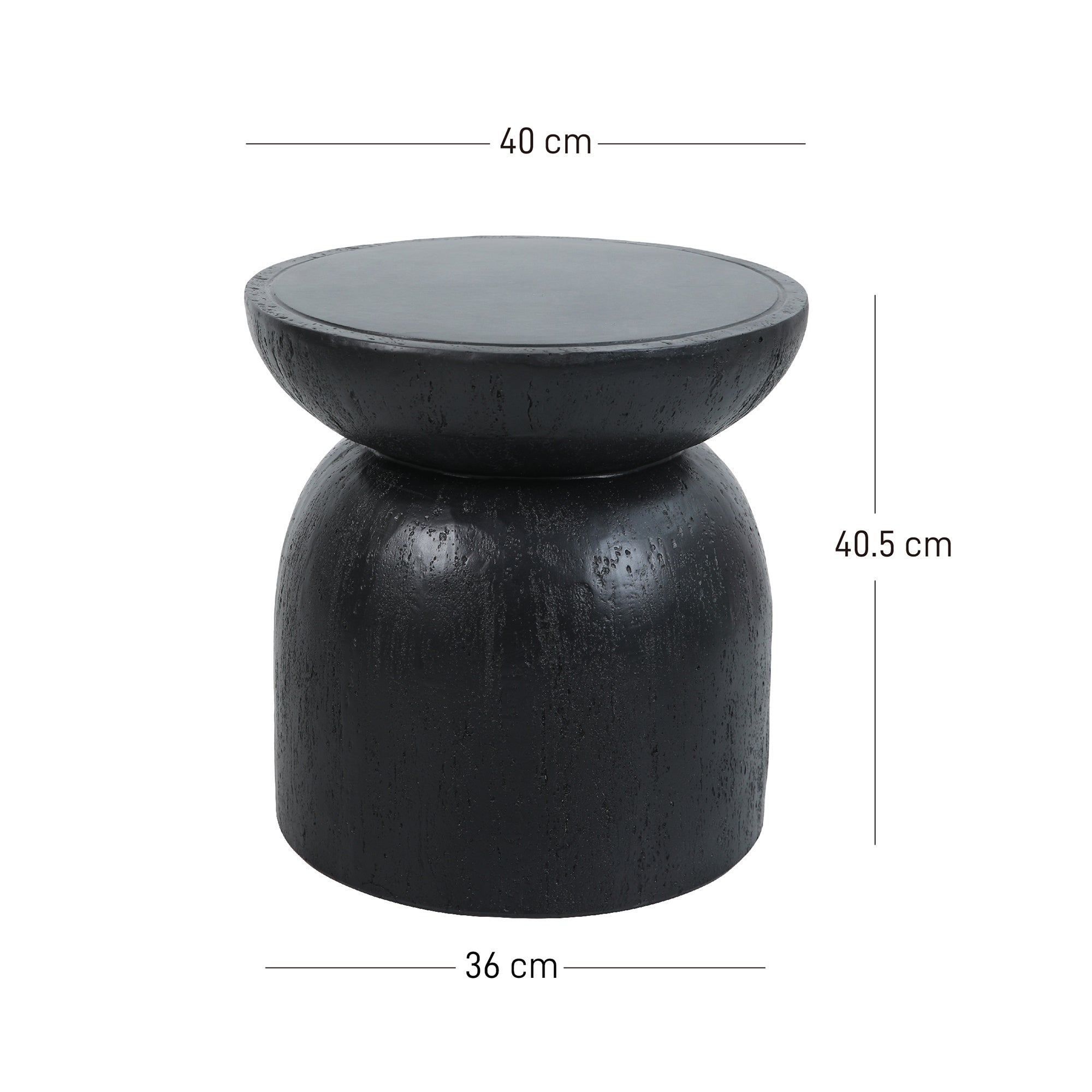 HJORRING – stolik pomocniczy do kanapy, do użytku wewnątrz i na zewnątrz, z czarnego magnezytu