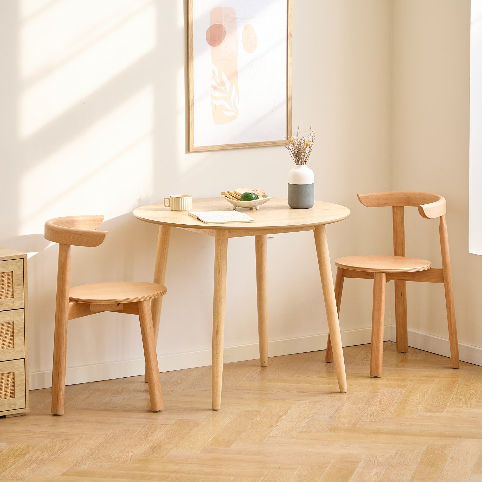 SYOTE – Zestaw 2 krzeseł do jadalni z litego drewna naturalnego