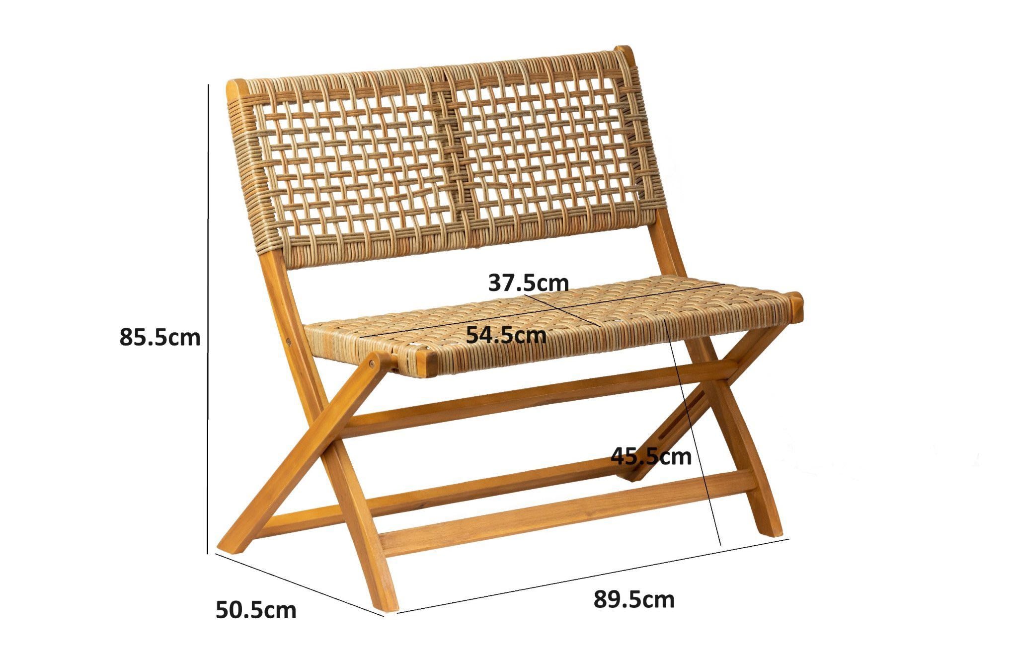 NATAL – Ławka ogrodowa z litego drewna akacjowego i liny
