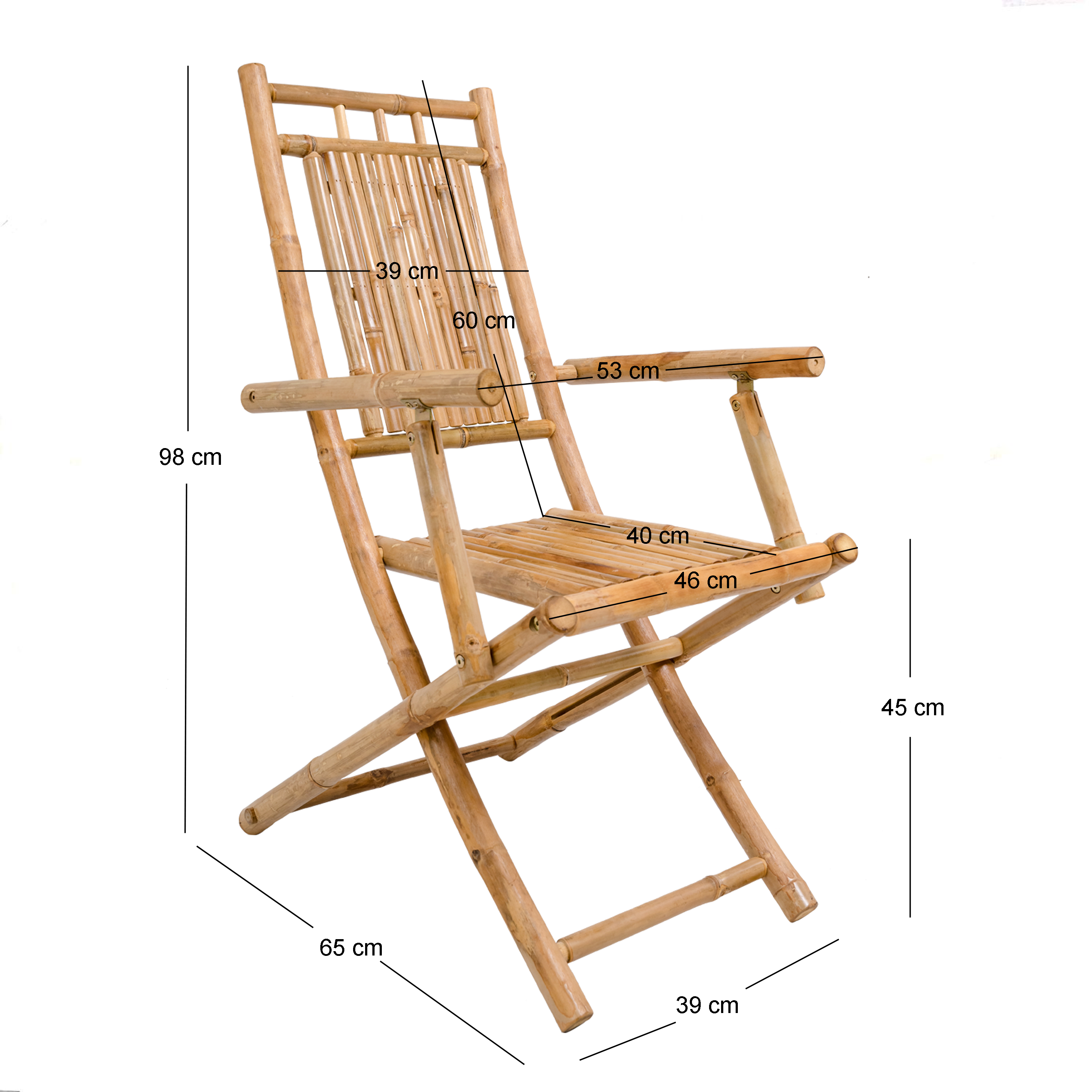 PADANG – Zestaw 2 krzeseł z litego bambusa do użytku wewnątrz i na zewnątrz