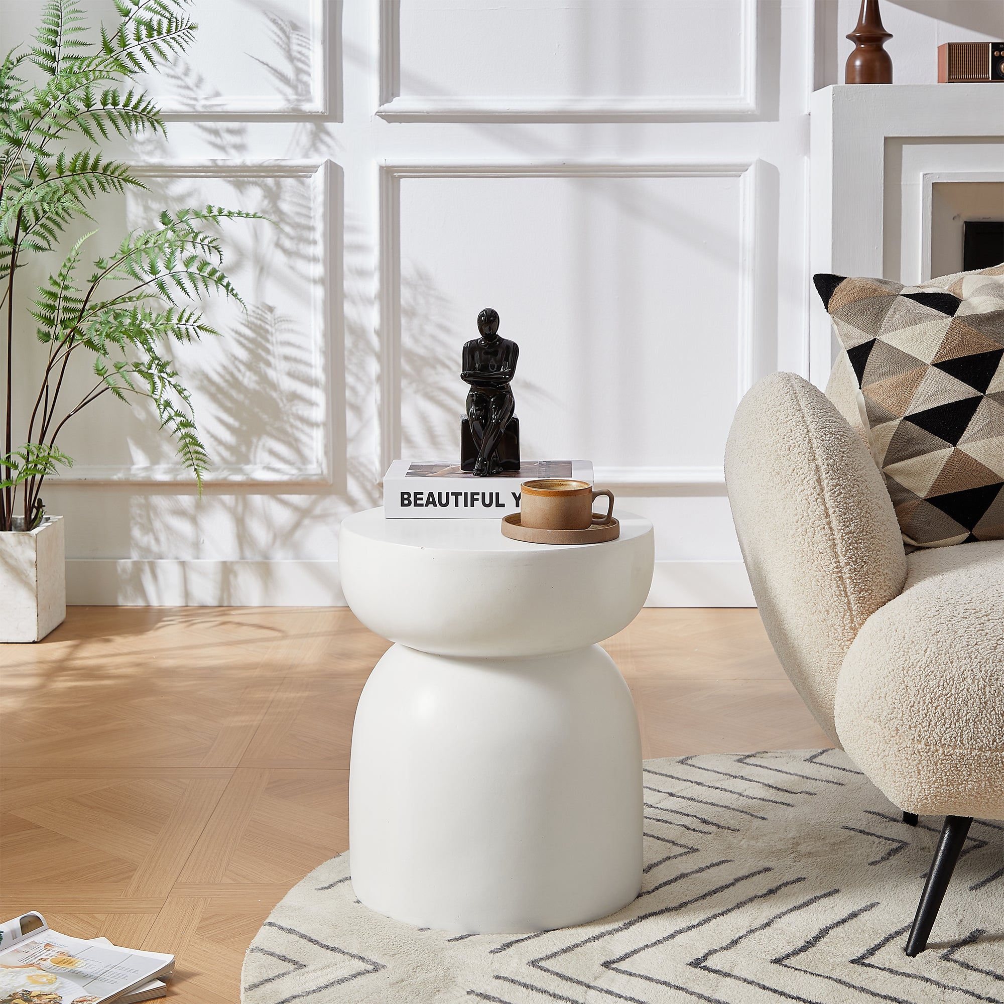 NORDFYN – stolik pomocniczy do kanapy, do użytku wewnątrz i na zewnątrz, z magnezytu, biały