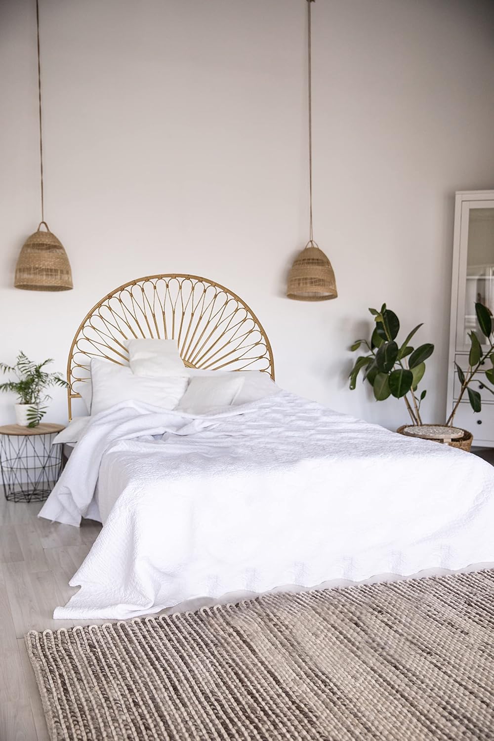 BACAN - Zagłówek łóżka 160 cm z naturalnego rattanu