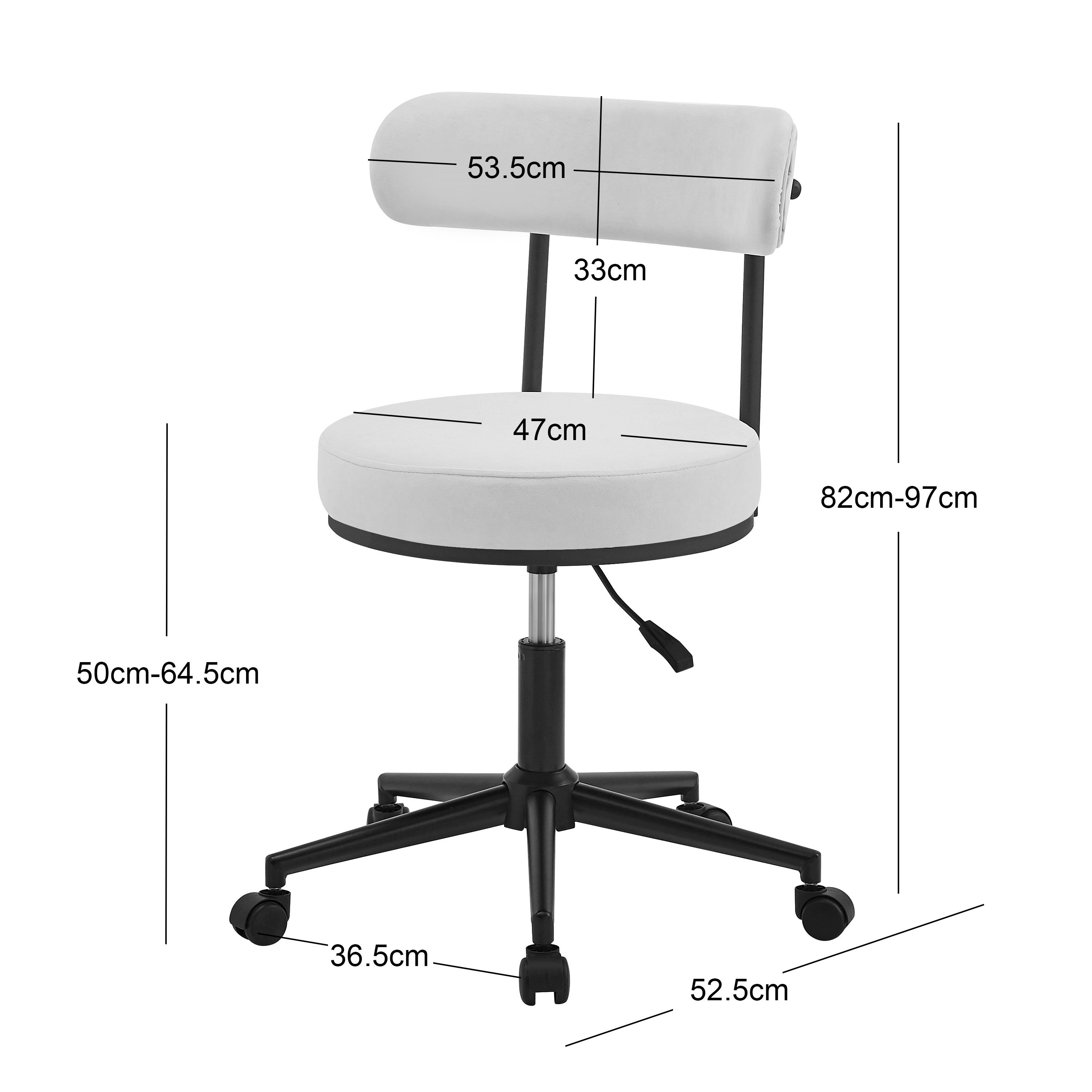 Regulowane krzesło biurowe z beżowego aksamitu