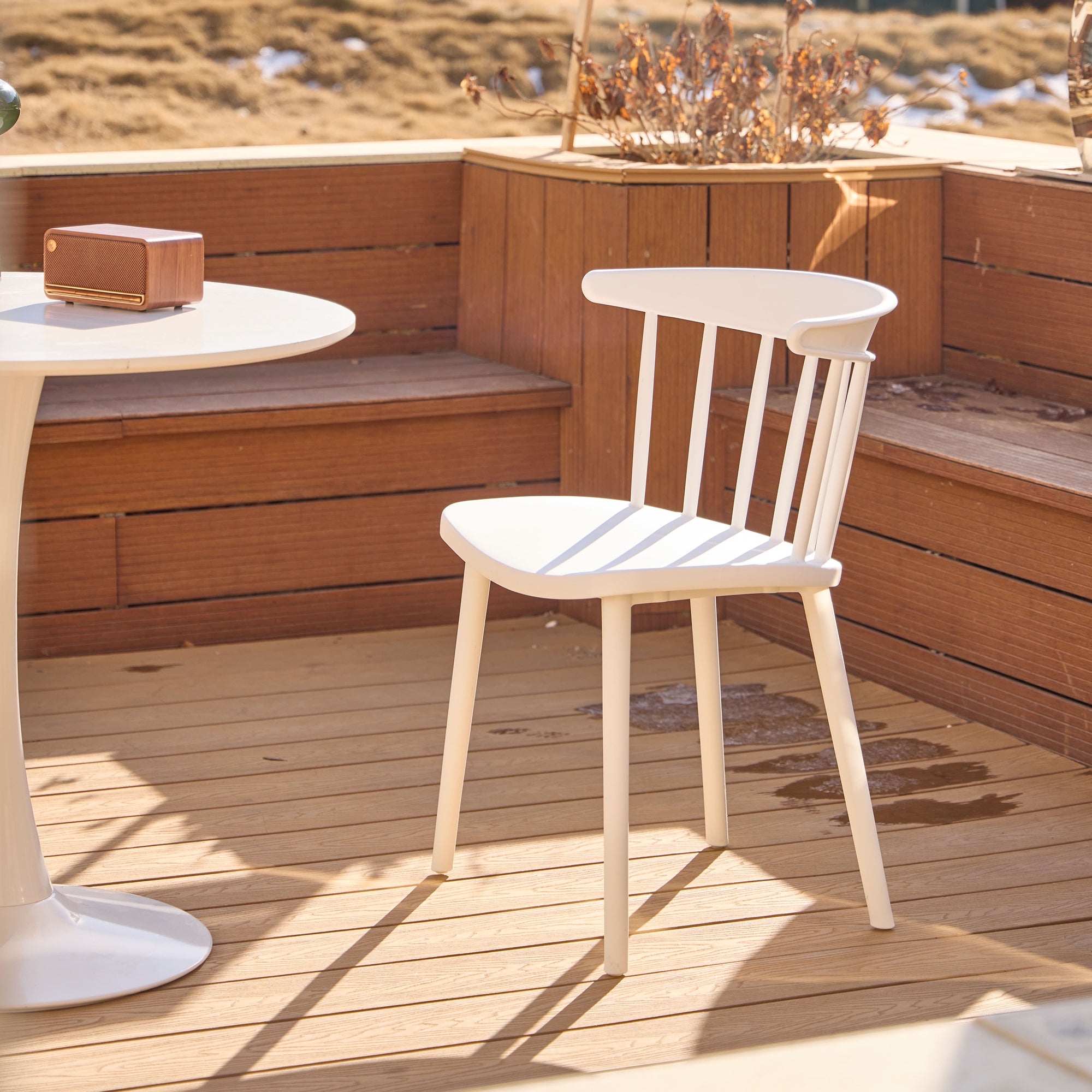 EXCHANGE - Zestaw 4 krzeseł do wnętrz i na zewnątrz, kolor biały