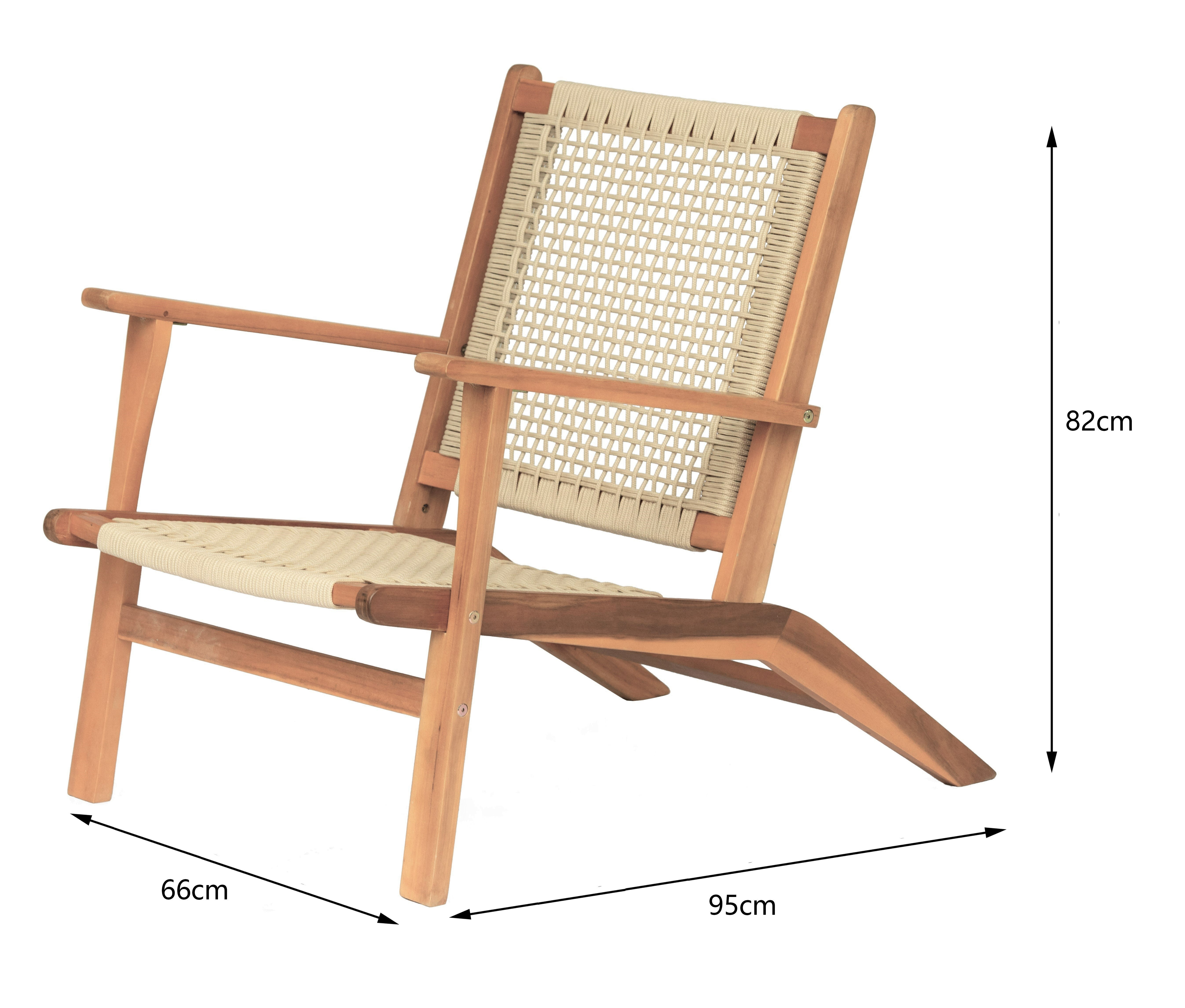 SALVADOR – Fotel ogrodowy z litego drewna akacjowego i liny