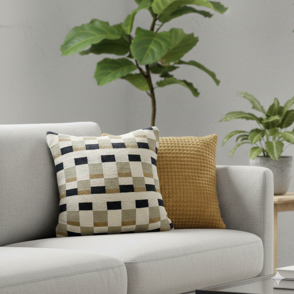 ANDOYA – Poduszka z beżowego aksamitu bawełnianego OEKO-TEX® 45 x 45