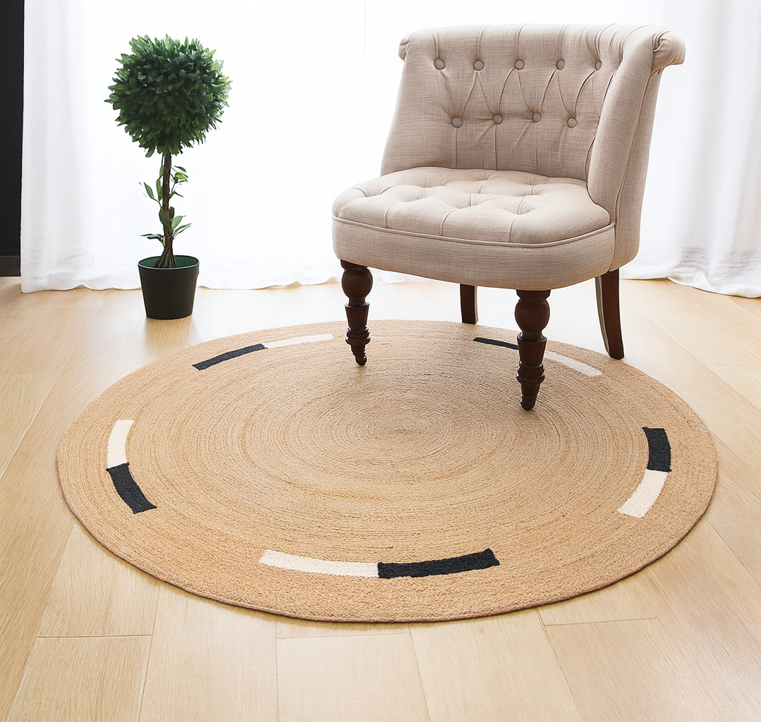 OLAV – Okrągły dywanik z naturalnej juty, brązowy, 130 x 130 cm