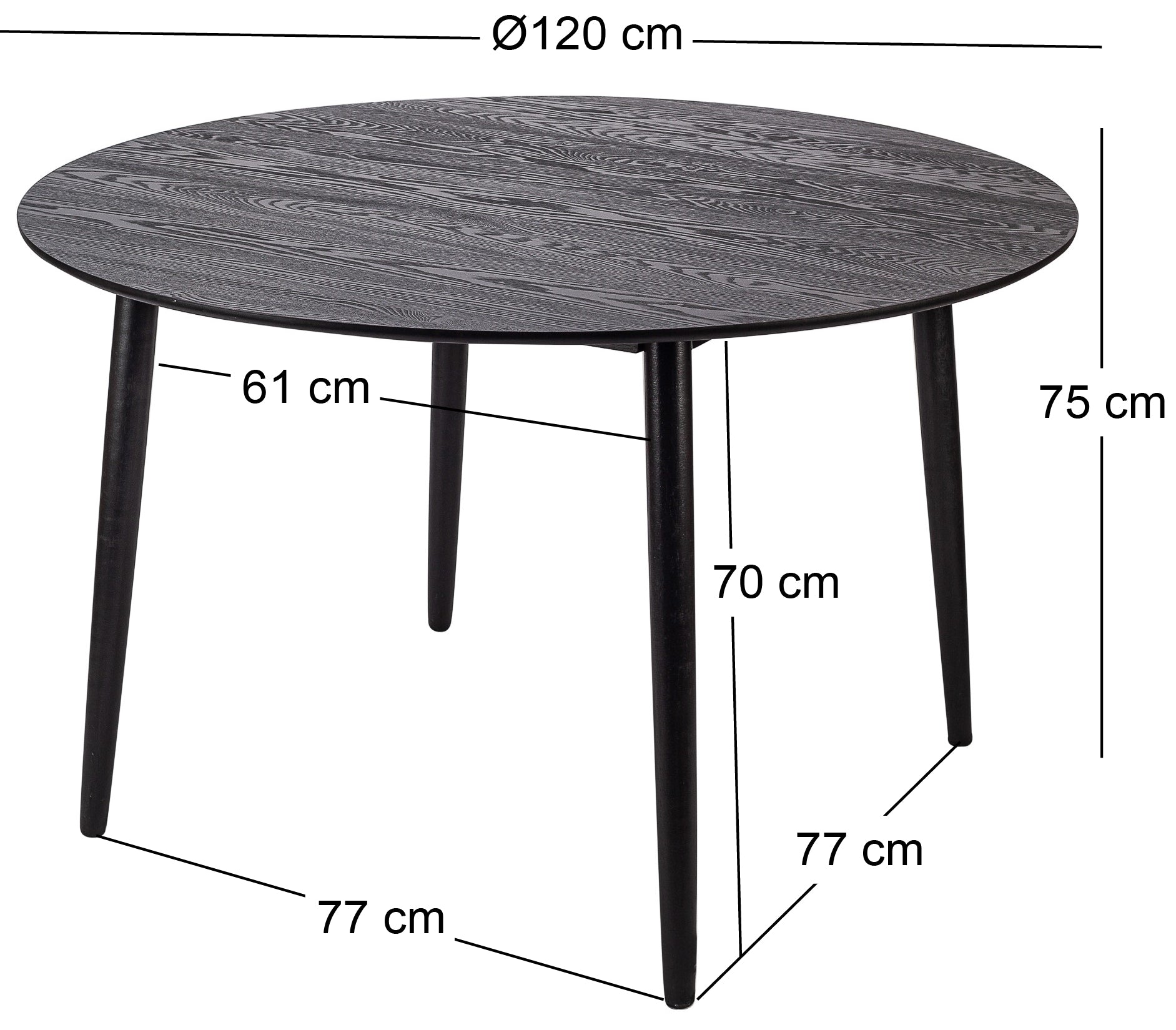 Stół jadalny dla 6 osób z litego drewna sosnowego D120 w kolorze naturalnym