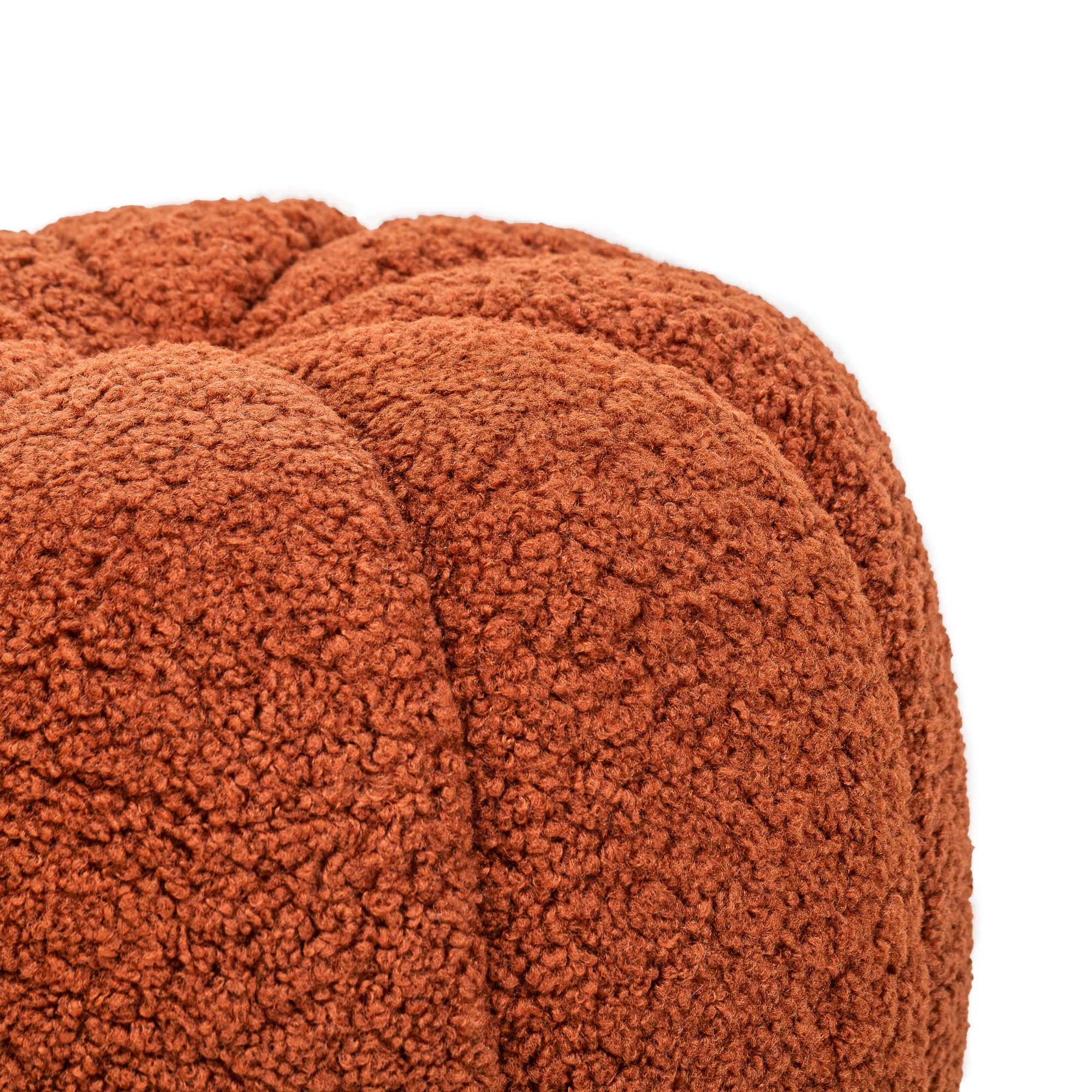 FJORD - Pufa z pętelkami w kolorze terakoty z paskami