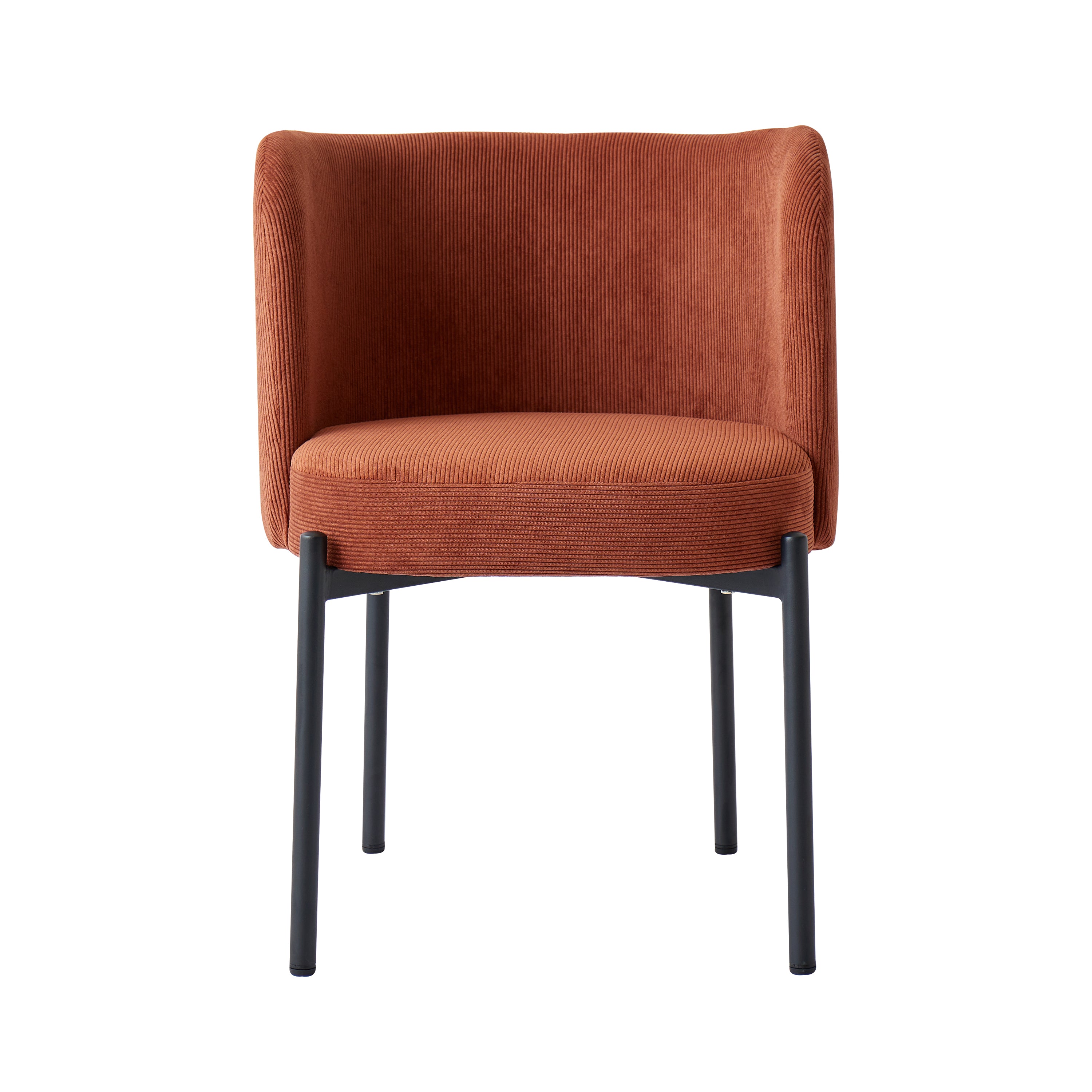 GRIMSTAD – Zestaw 2 skandynawskich krzeseł z metalu i sztruksu w kolorze terakoty