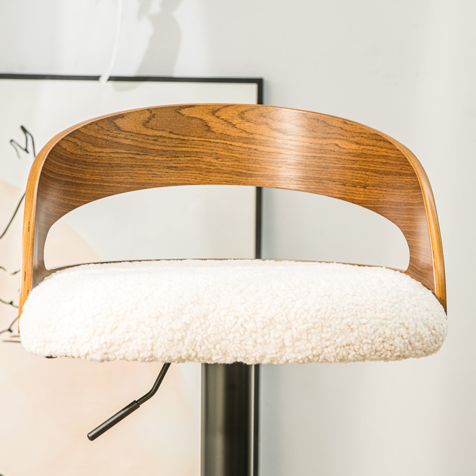 Zestaw 2 drewnianych stołków barowych z białymi pętelkami