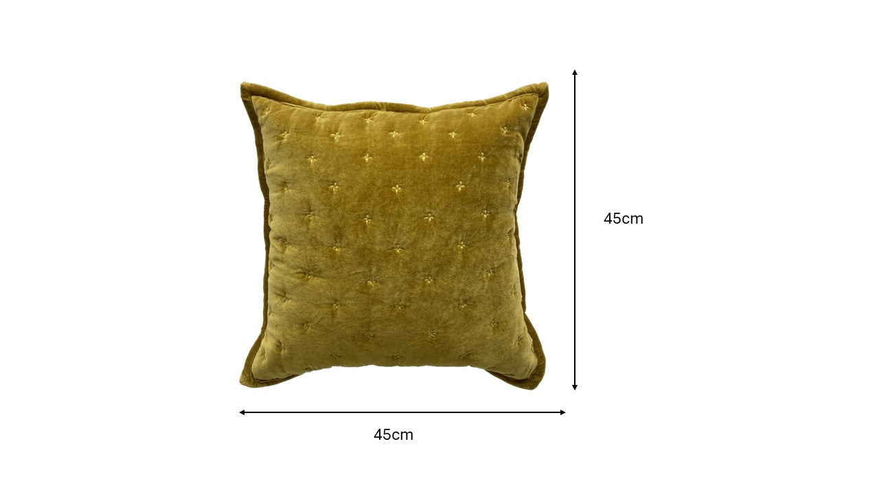 LANGOYA – Poduszka z aksamitu bawełnianego w kolorze musztardowożółtym OEKO-TEX® 45 x 45