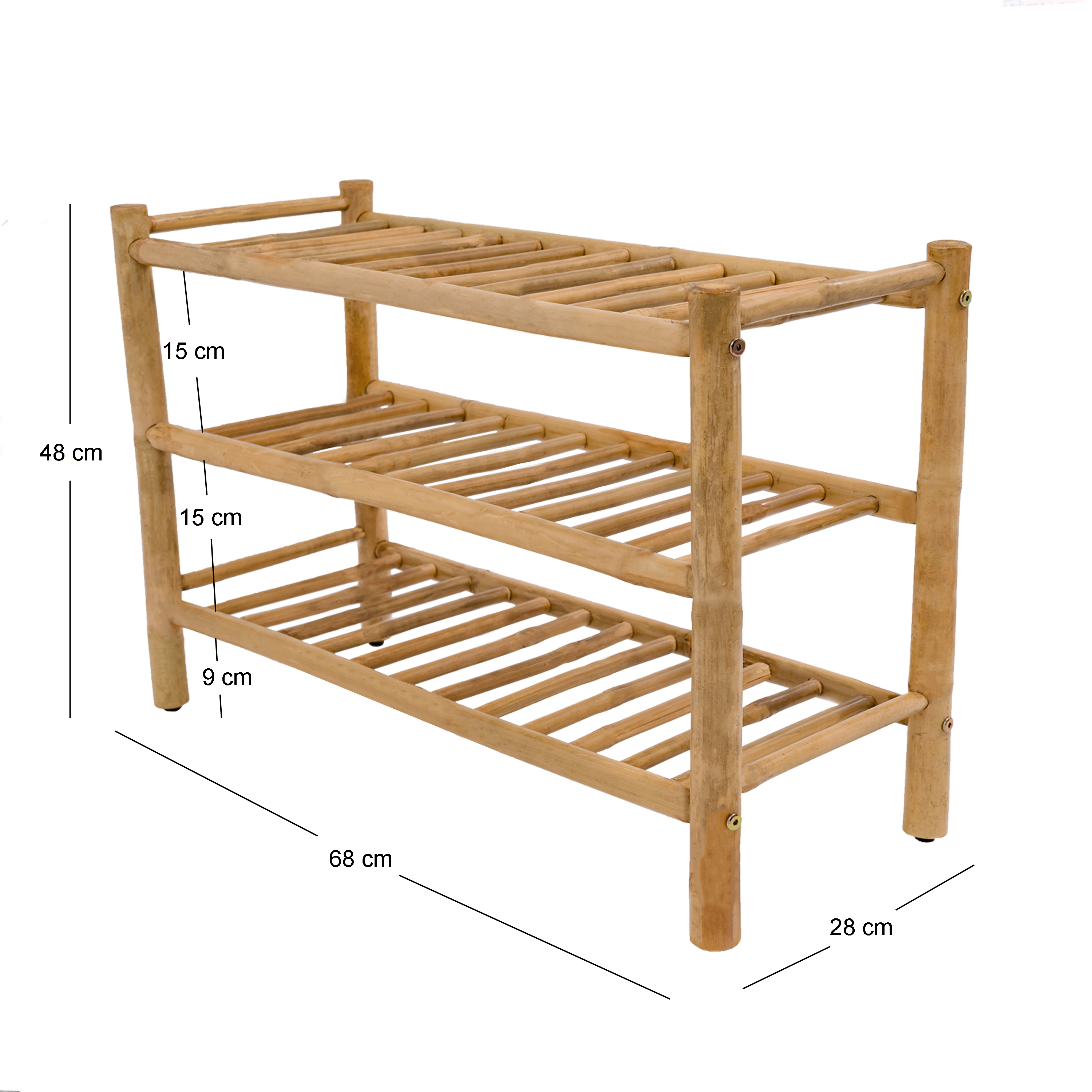 BANDUNG – Regał na buty z 3 półkami z litego bambusa