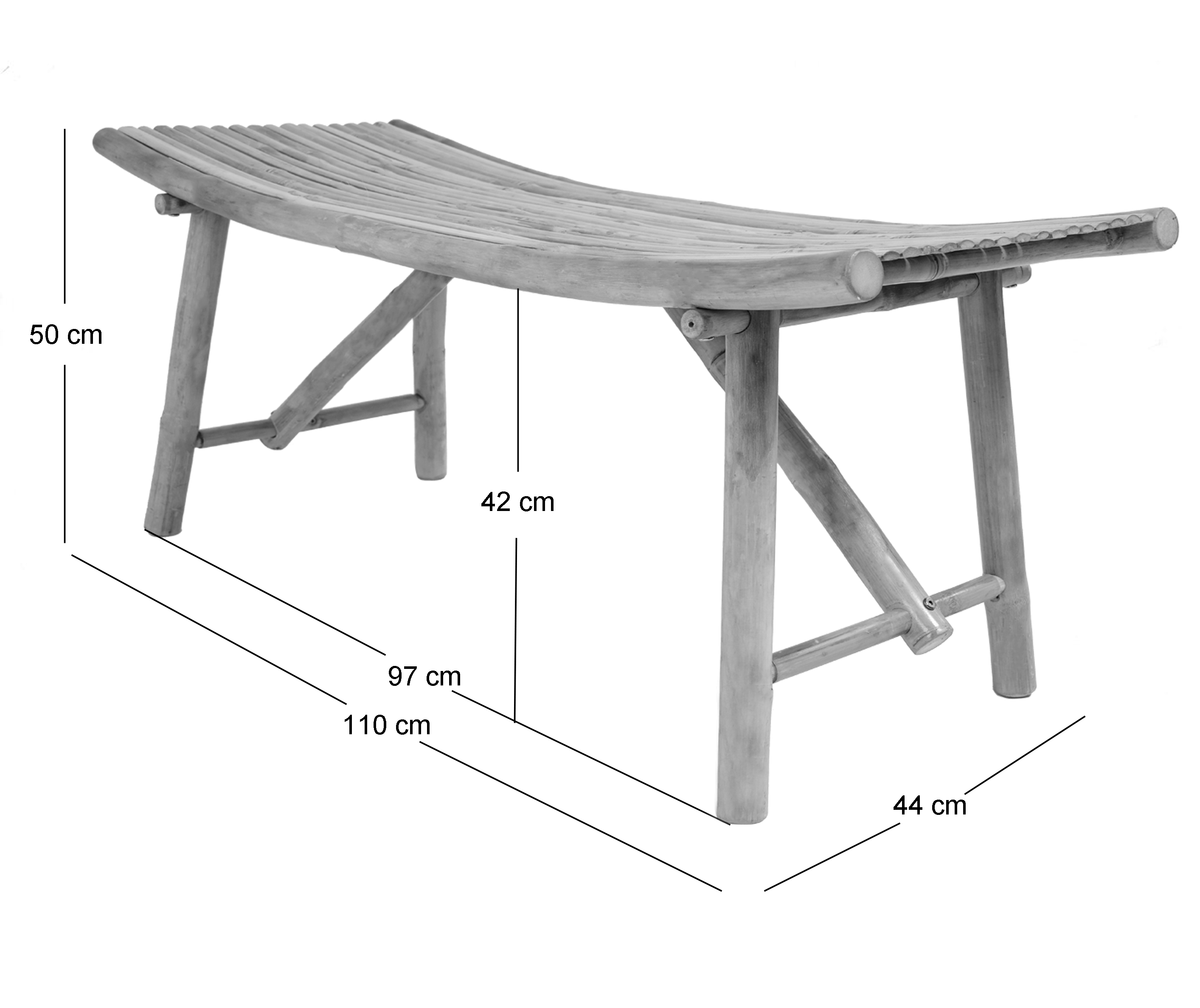 KOTA – Ławka z litego bambusa z naturalnym wykończeniem