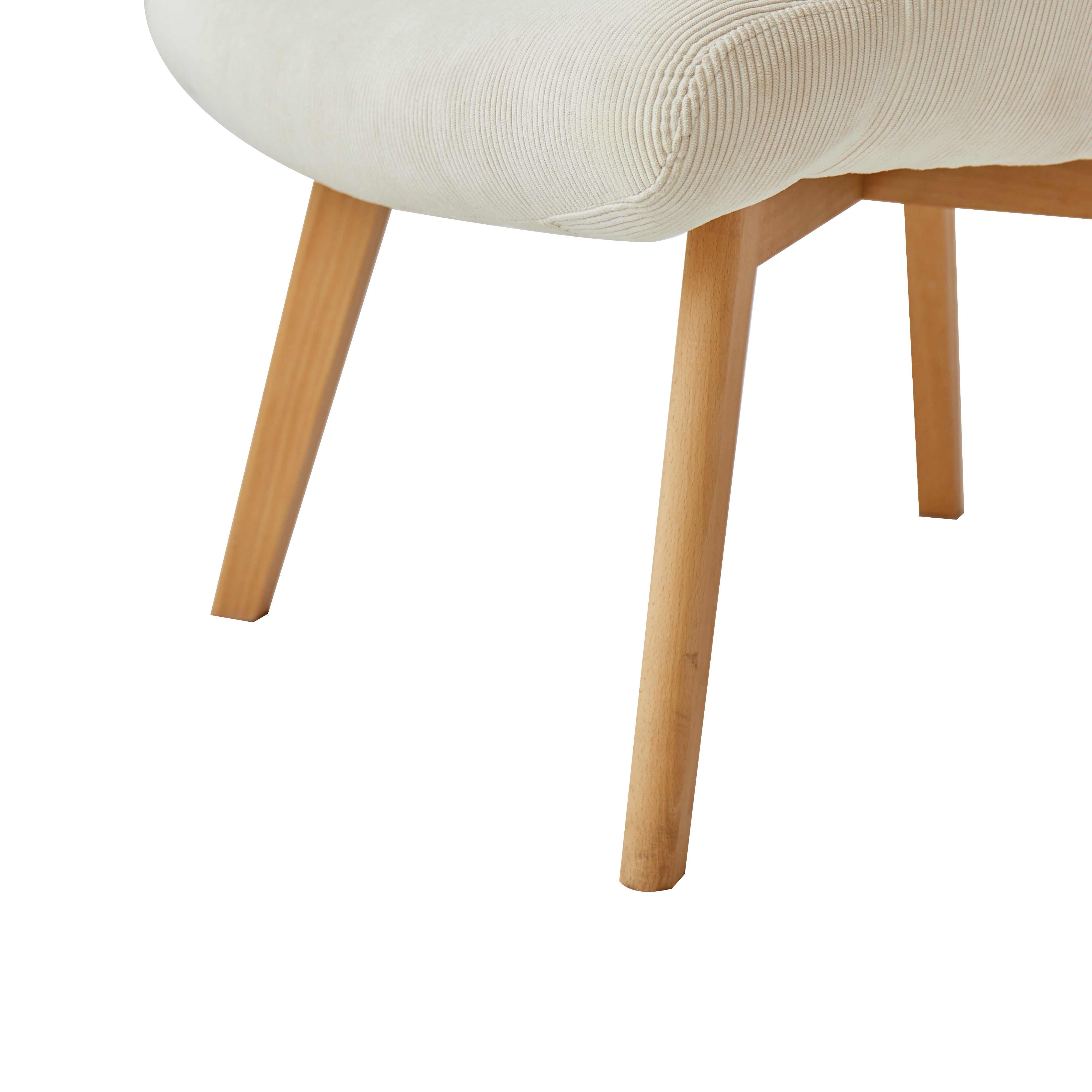 MALMO – Fotel salonowy z litego drewna i beżowego sztruksu