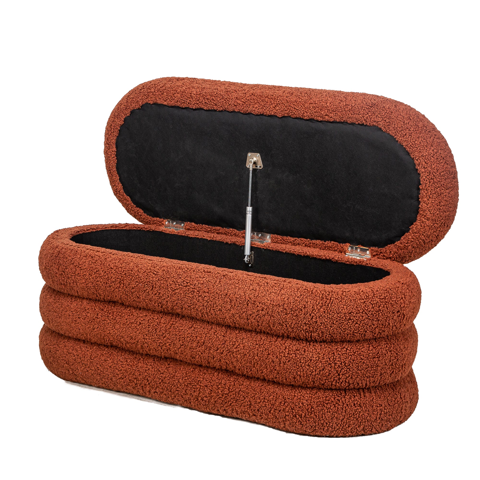 UPPSALA – Ławka z schowkiem, bouclé w kolorze terakoty