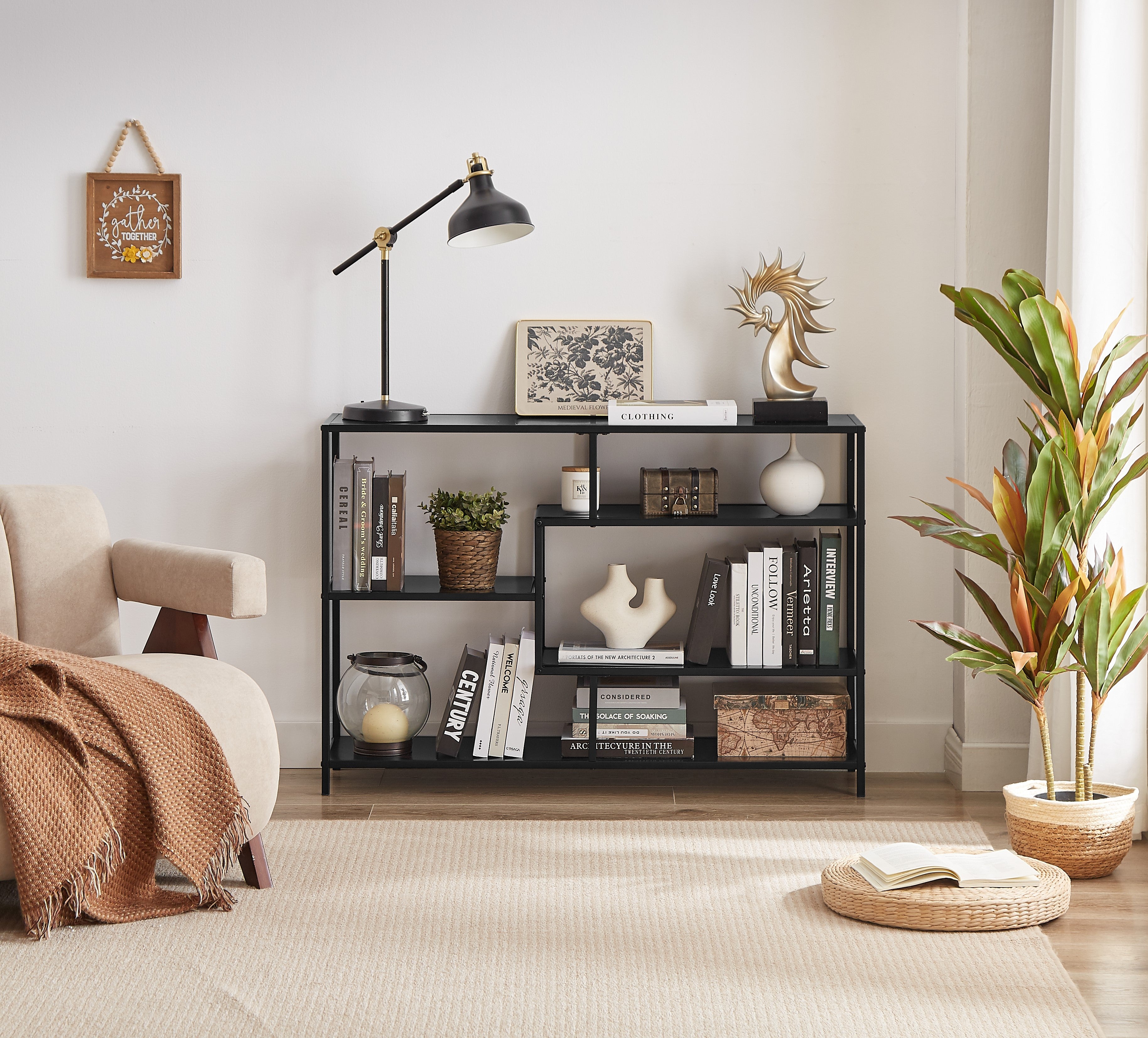 ODDA – Przemysłowa półka z 5 poziomami przechowywania, wykonana z czarnego metalu