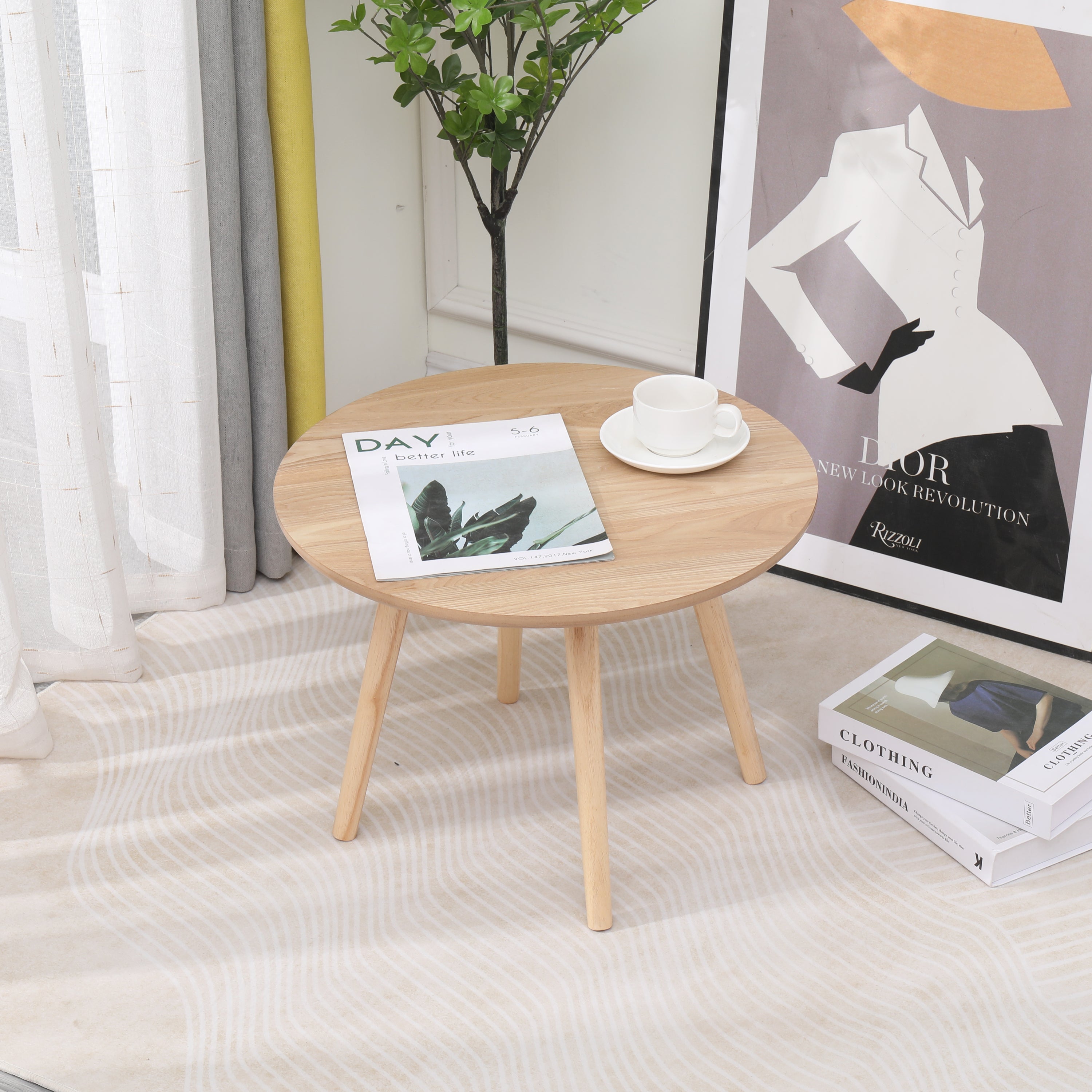 GINZA - stolik pomocniczy z litego drewna w naturalnym kolorze