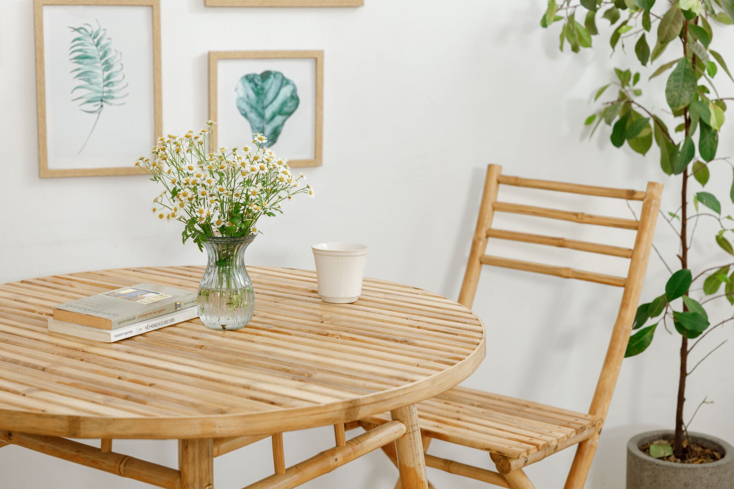 IPOH – Okrągły stół do jadalni dla 4 osób z litego bambusa D90