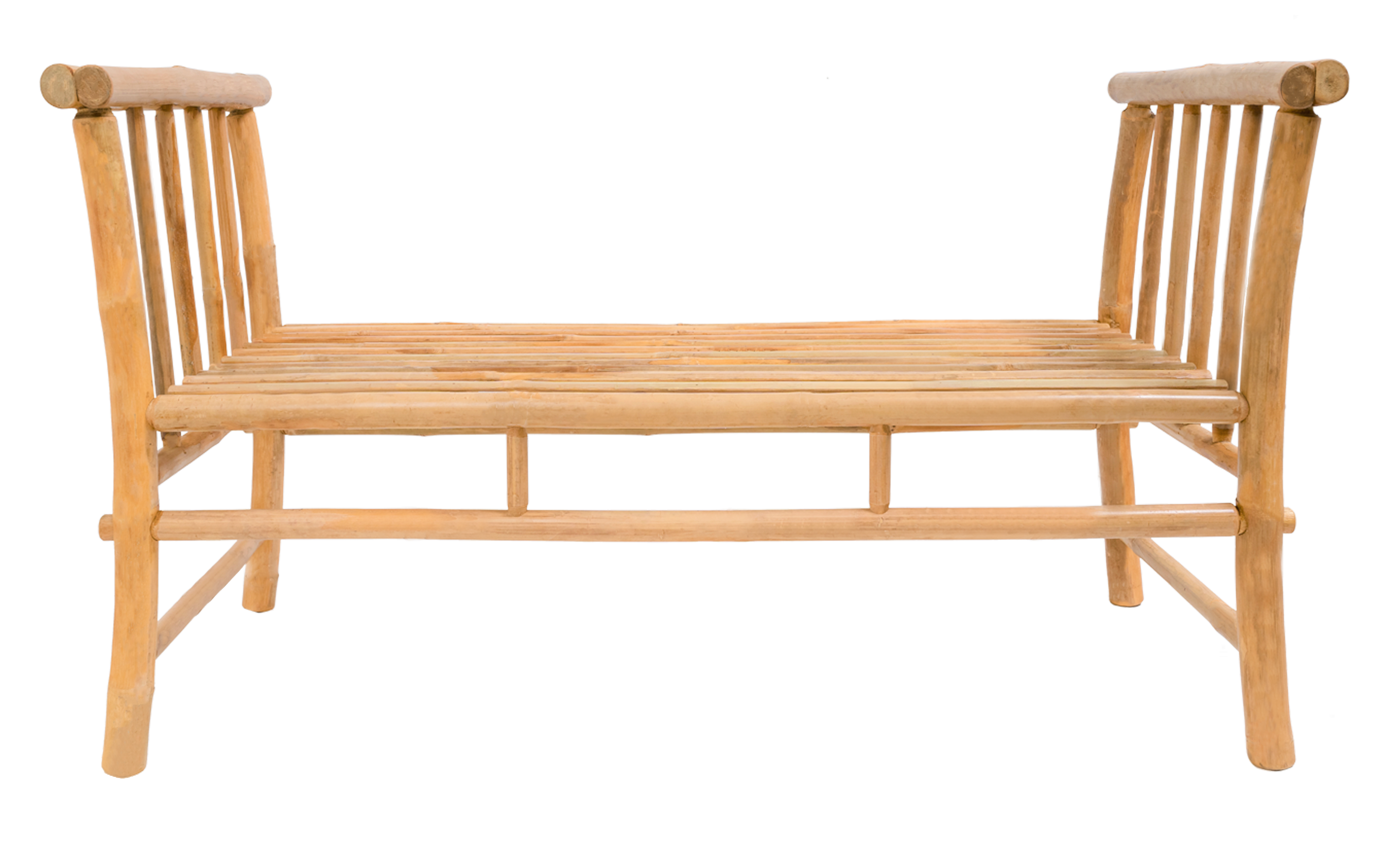 DILI – Ławka z litego bambusa i beżowej tkaniny