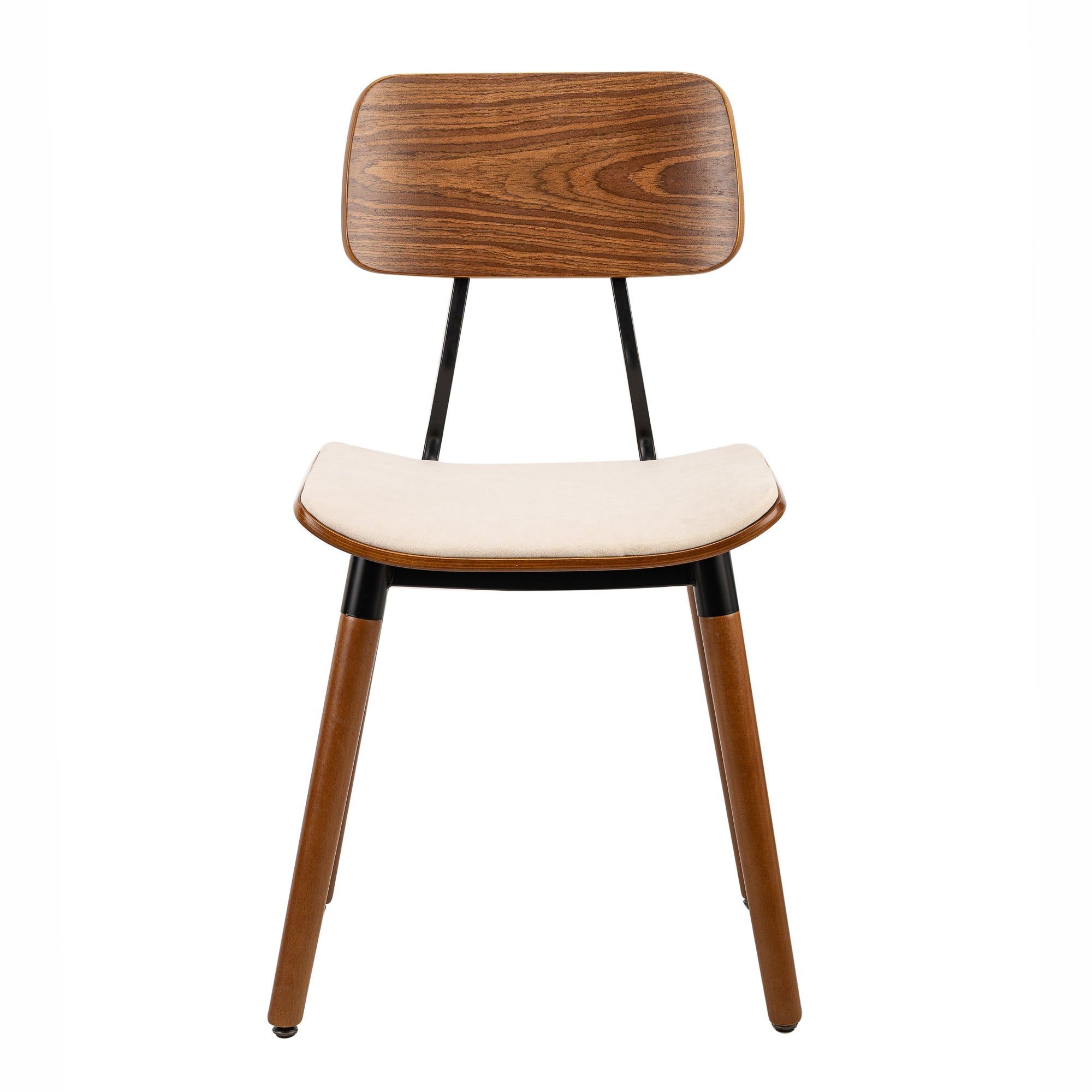 Lot de 2 chaises en bois et velours beige