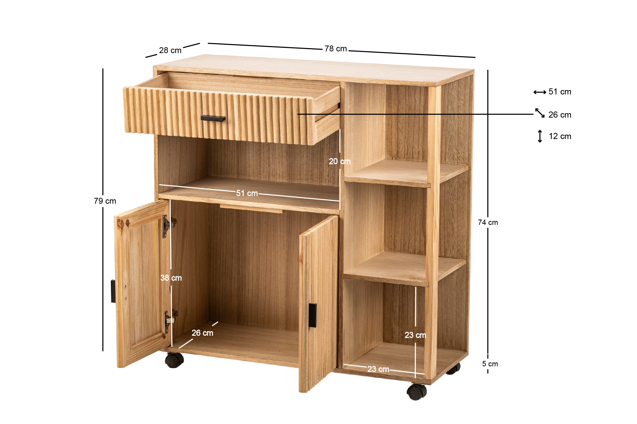 OULU - Desserte avec rangements en bois