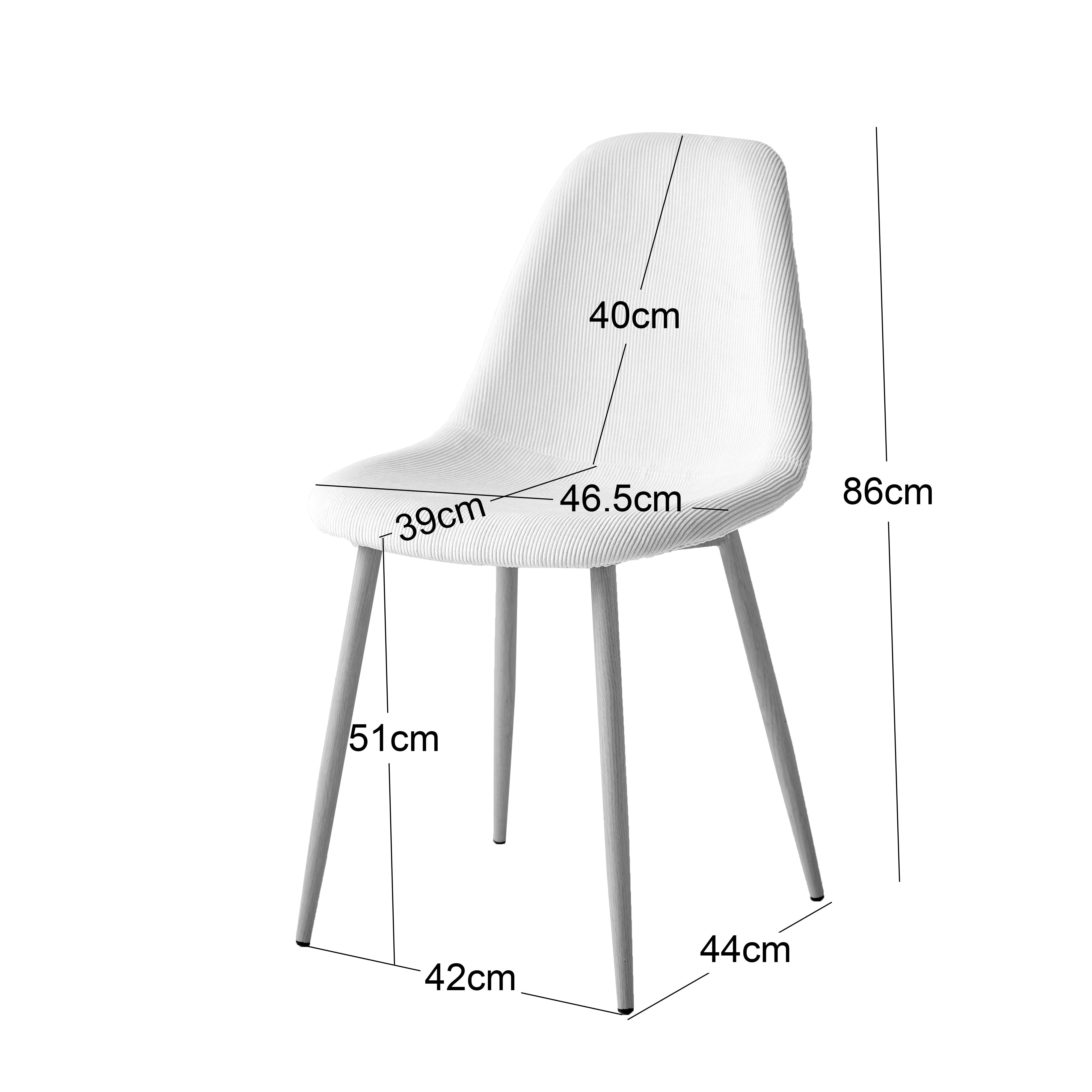 COPENHAGEN – Zestaw 4 krzeseł z metalu i beżowego sztruksu