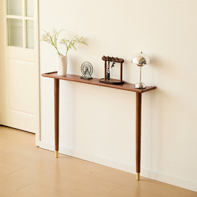 ALSTA - Console table murale scandinave en bois de noyer