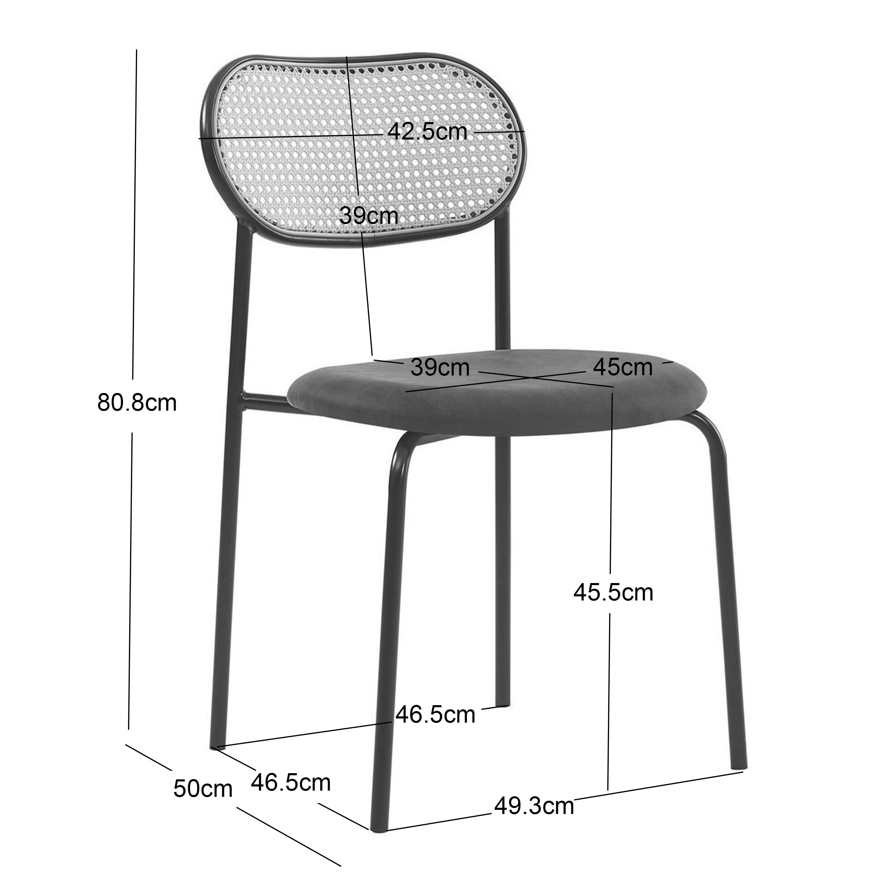 Zestaw 2 metalowych krzeseł z siedziskiem z plecionki