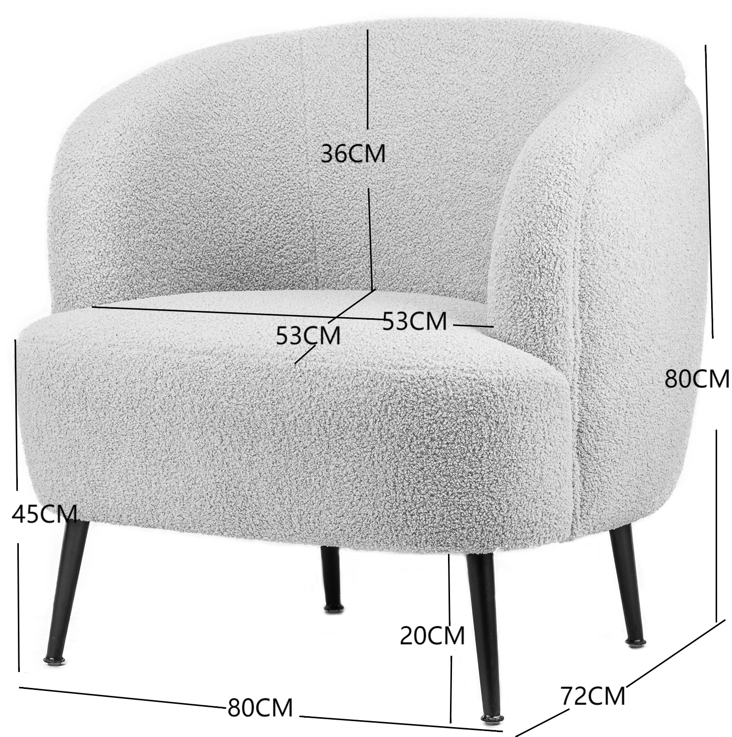 Fotel salonowy z metalu i białymi pętelkami