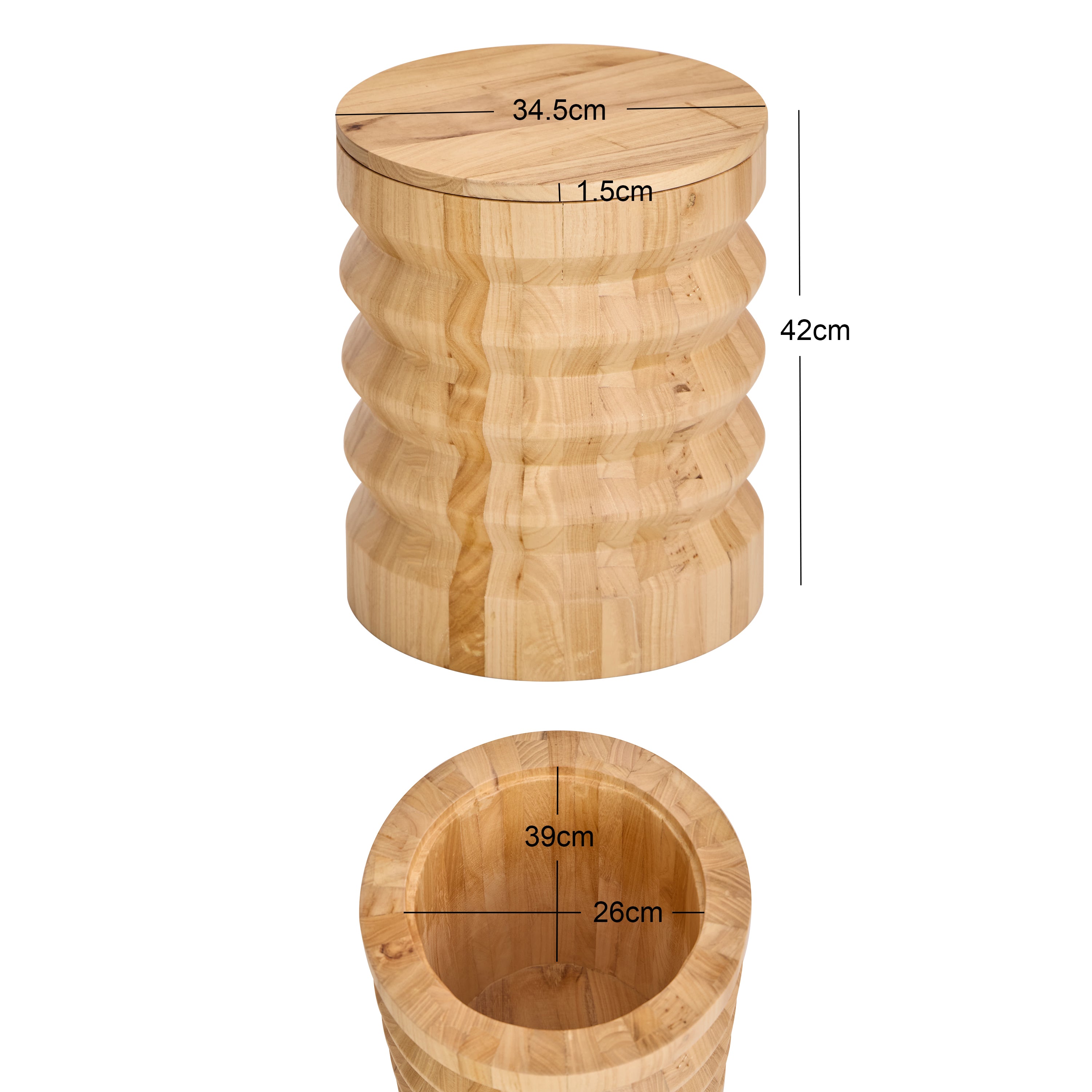 SANTIAGO – Pufa z litego drewna funkcją przechowywania