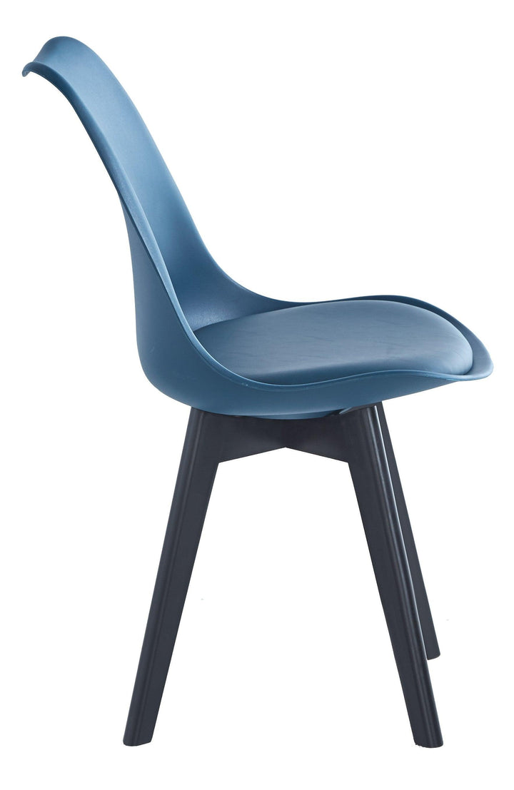 Lot de 4 chaises scandinaves en bois et polypropylène bleu