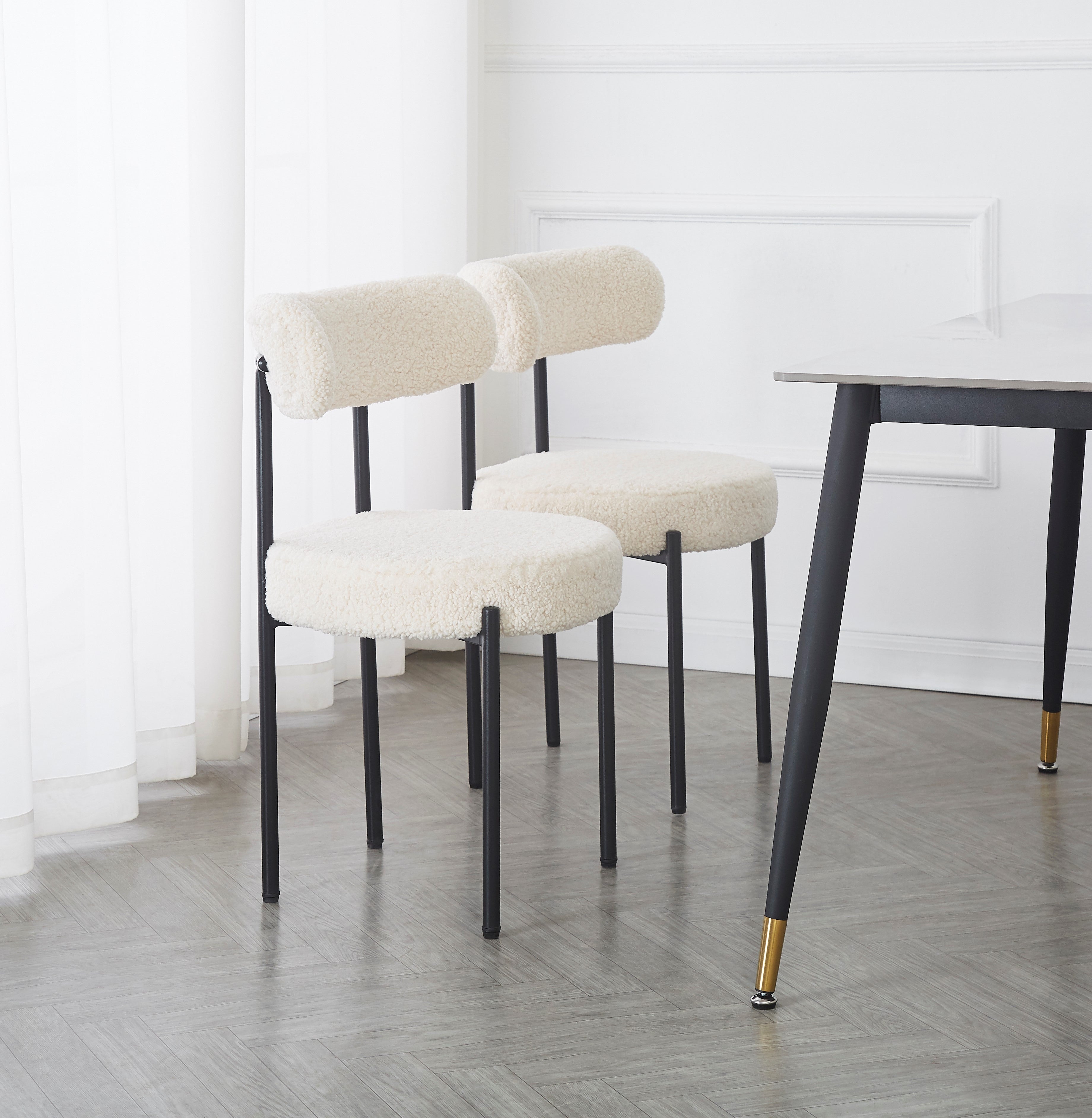 LARS - Zestaw 2 skandynawskich krzeseł z metalu i białych pętelek