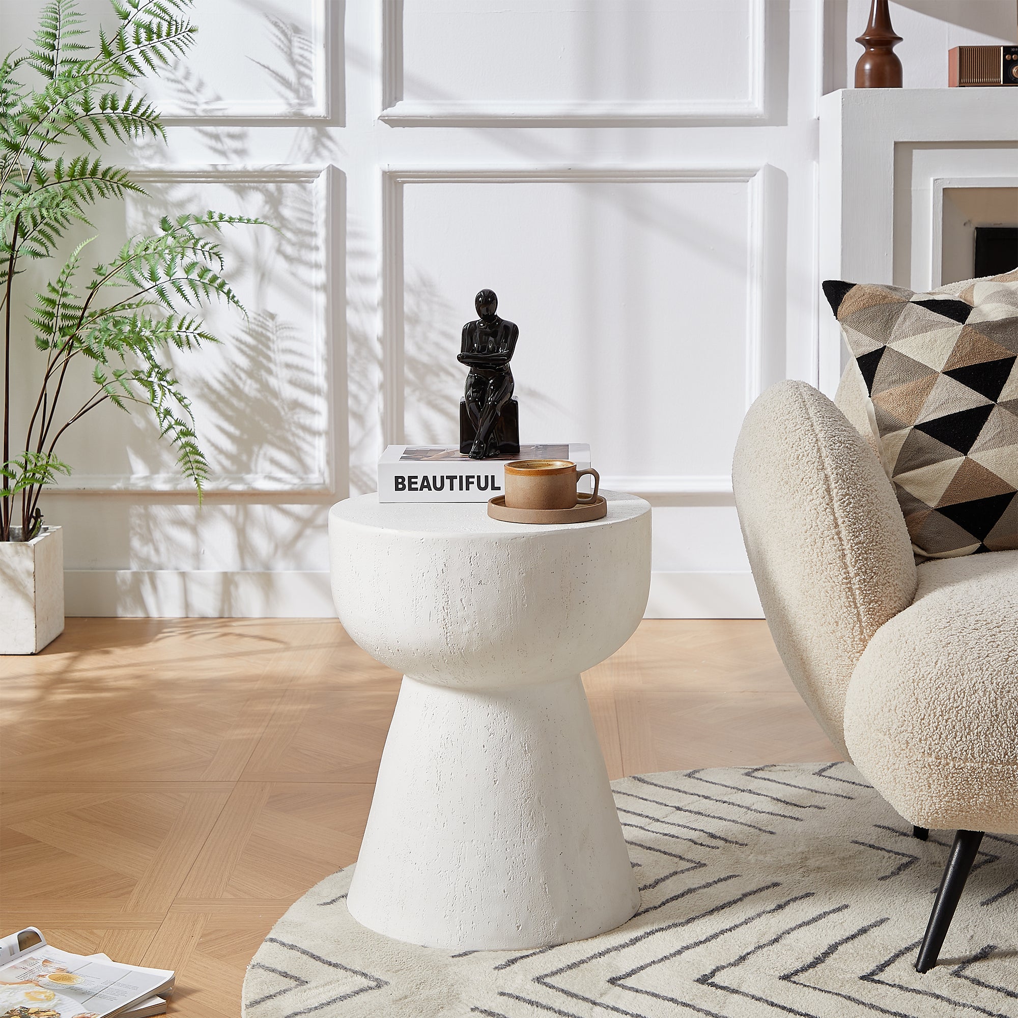 SORSELE - Stolik pomocniczy do kanapy, do użytku wewnątrz i na zewnątrz, z magnezytu, biały