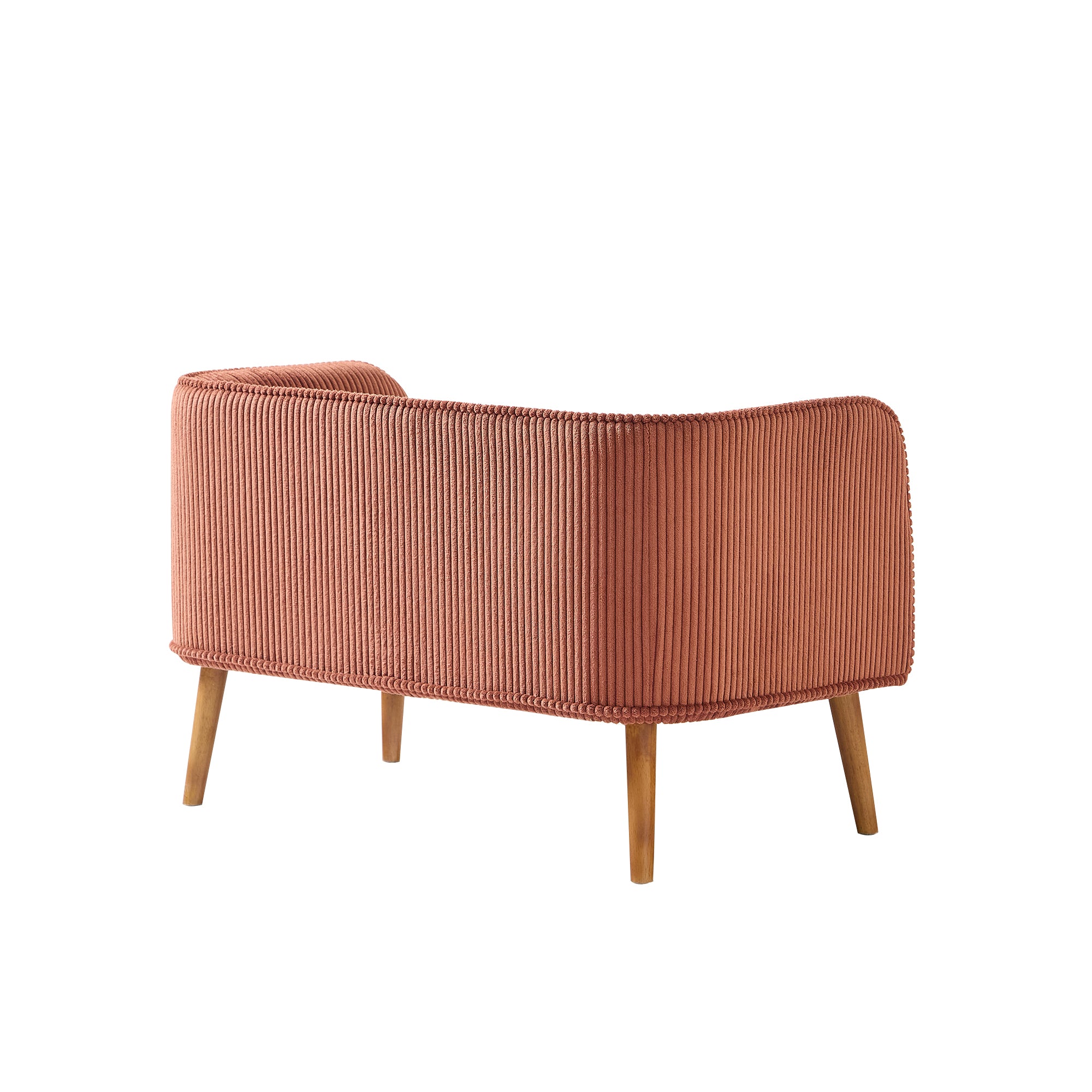 KIRKENES – Ławka z pojemnikiem z drewna i sztruksu w kolorze terakoty