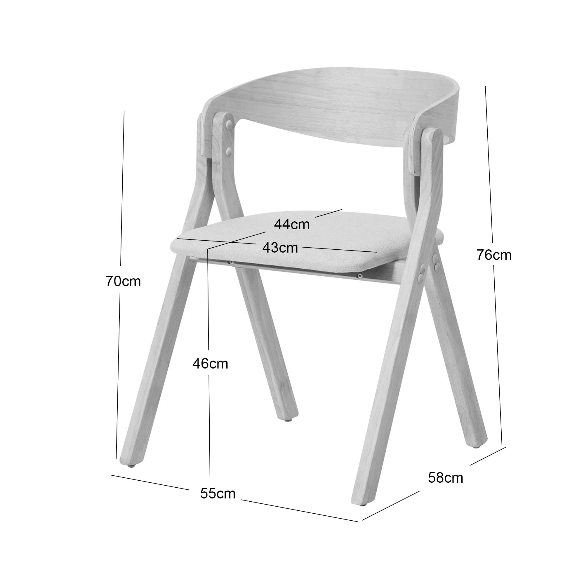 PORI – Zestaw 2 krzeseł do jadalni z drewna orzechowego i beżowej tkaniny