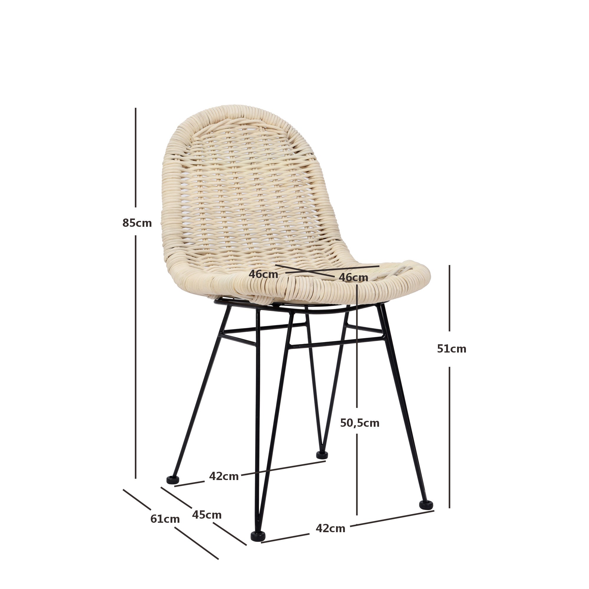 NITA – Zestaw 2 krzeseł do jadalni w stylu boheme, wykonanych z naturalnego rattanu