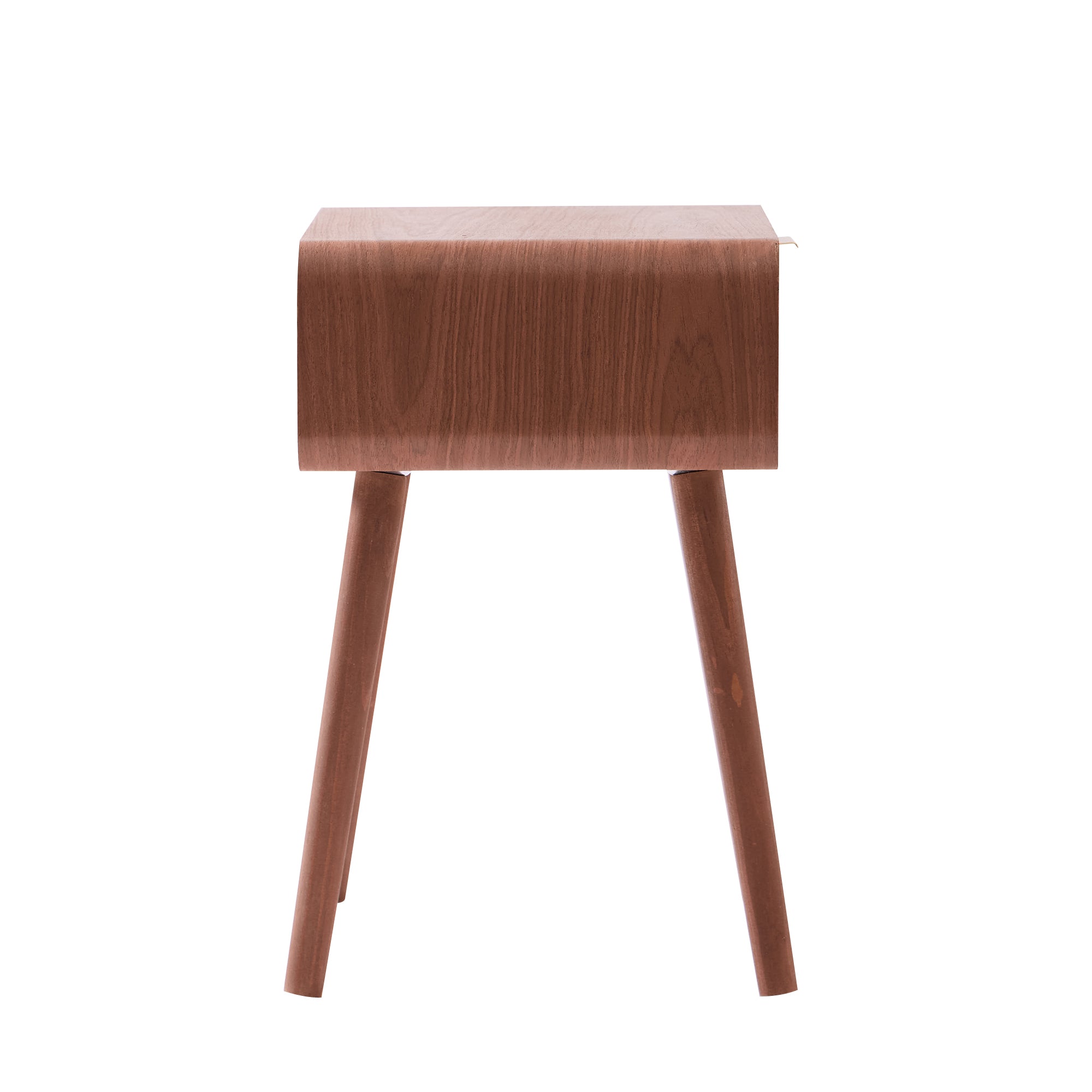 MALI - Szafka nocna z 1 szufladą, wykonana z rattanu i drewna orzechowego