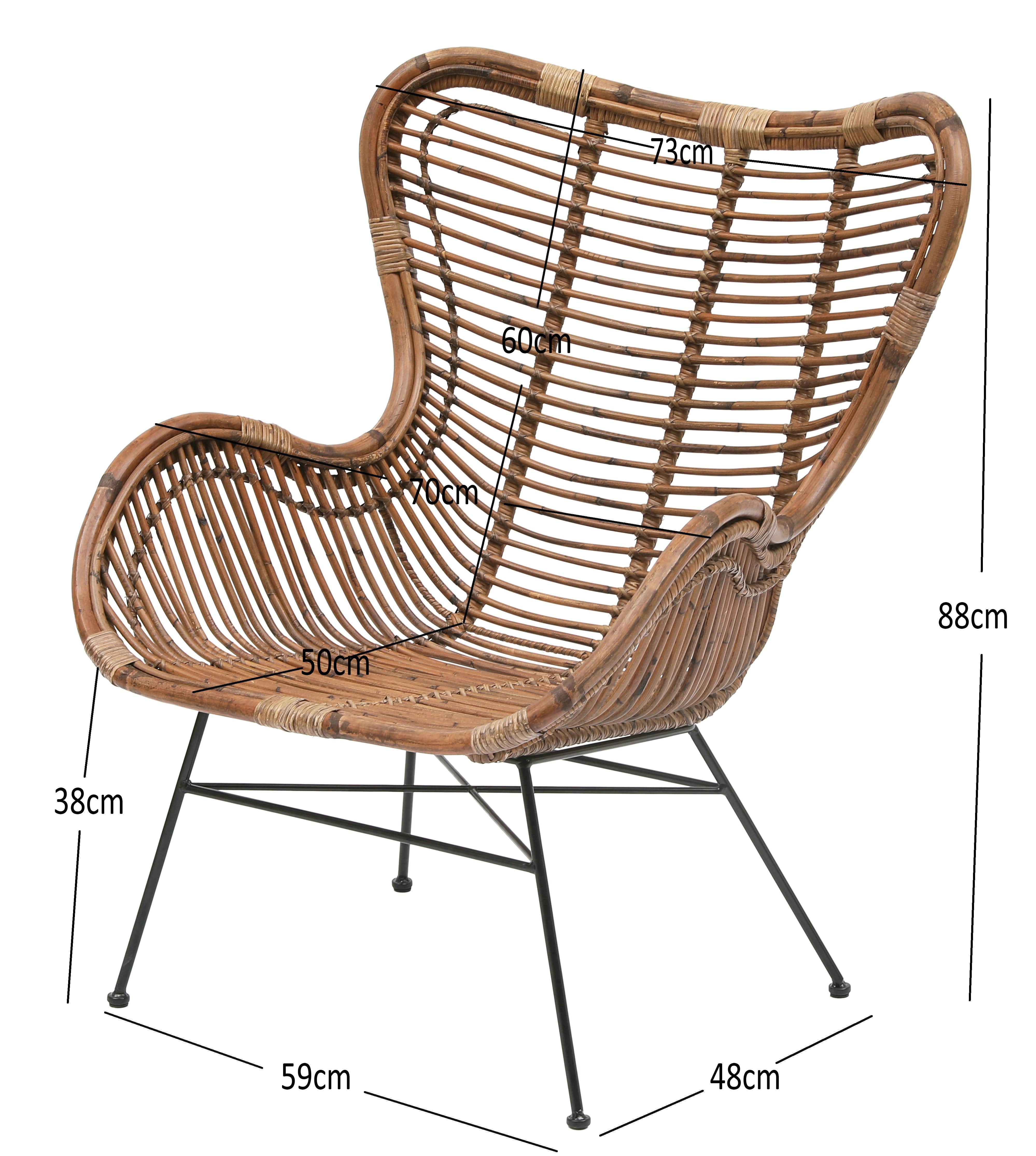 Fauteuil en métal et rotin naturel
