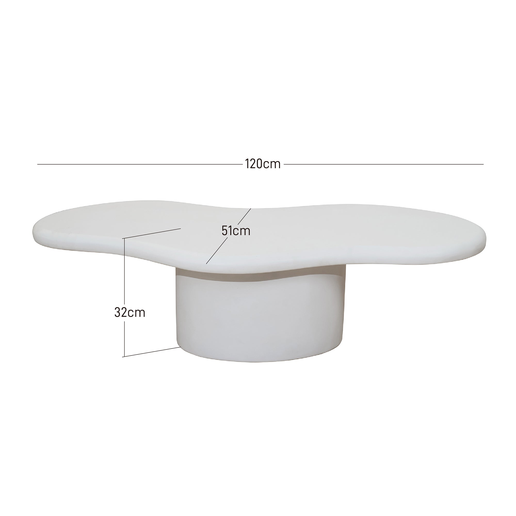 TORNIO – stolik kawowy do wnętrz i na zewnątrz z białego magnezytu