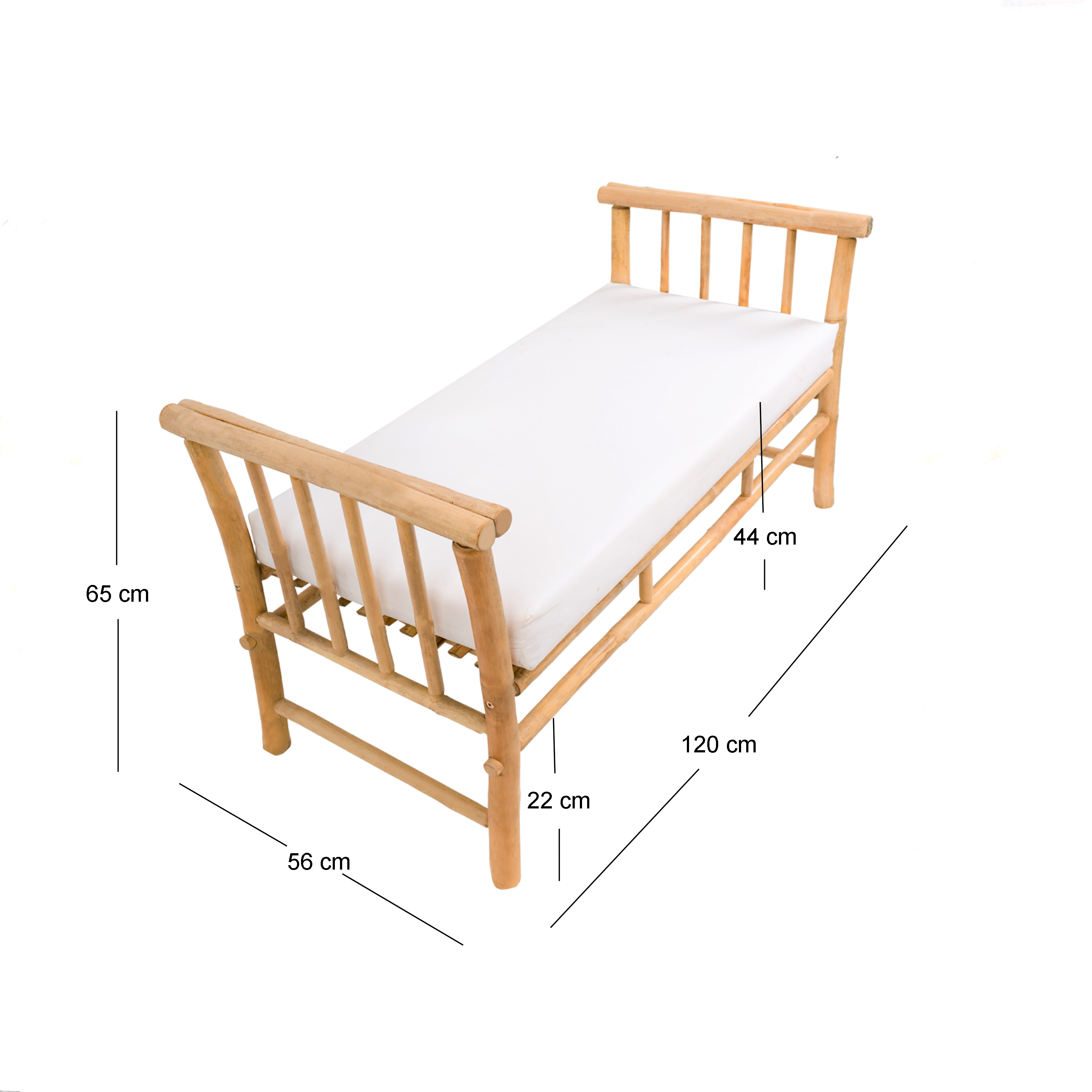 DILI – Ławka z litego bambusa i beżowej tkaniny