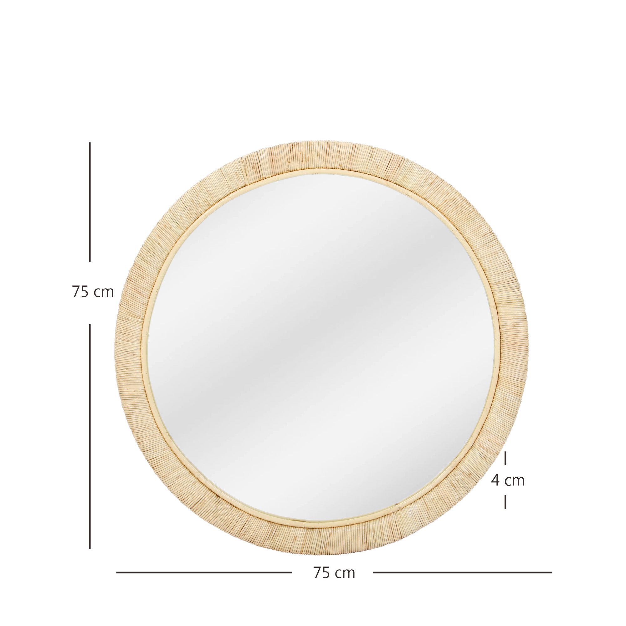 DARWIN – Okrągłe lustro Ø 75 cm z naturalnego rattanu